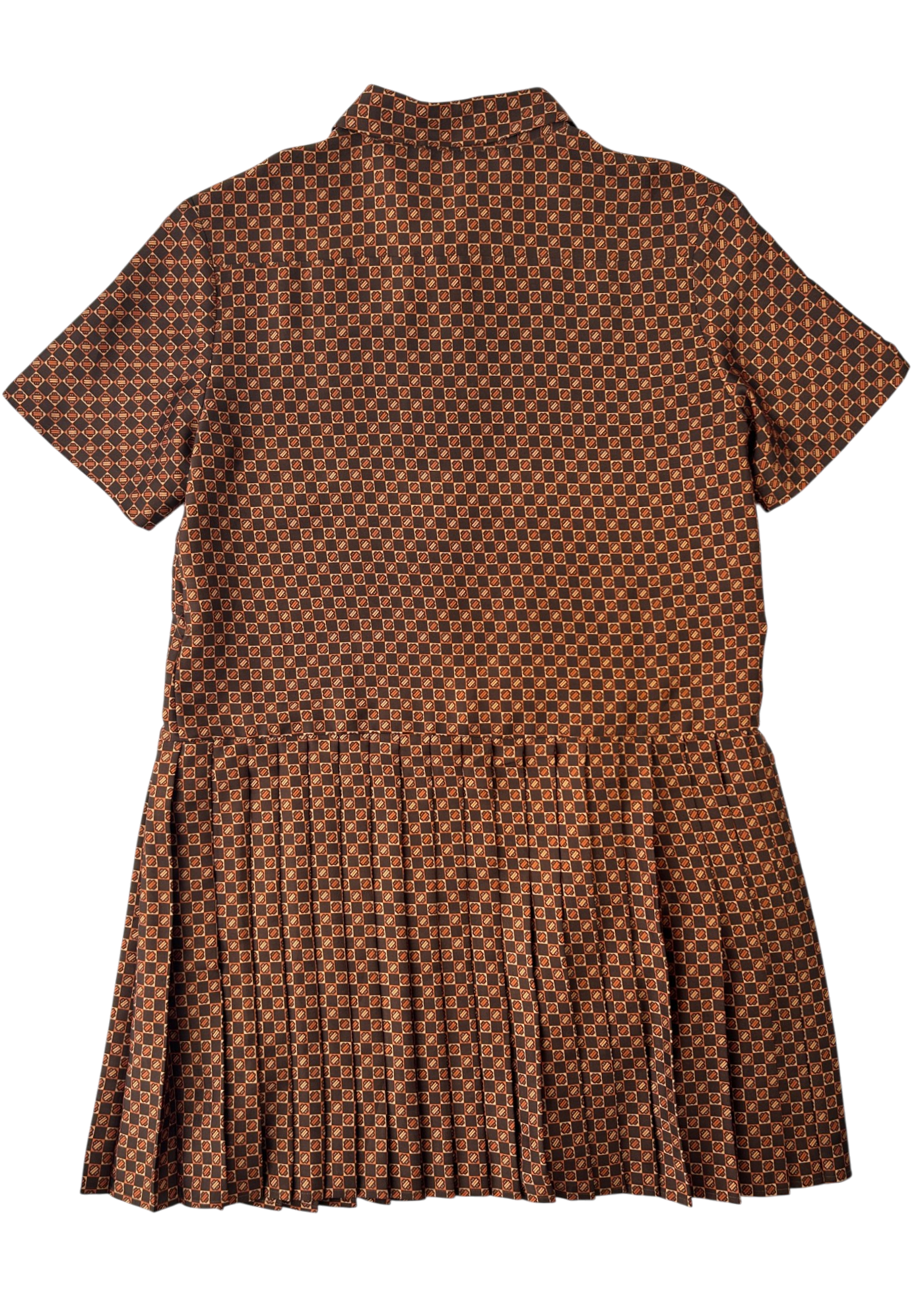 MAJE Checkerboard Pleated Drop Waist Mini Dress