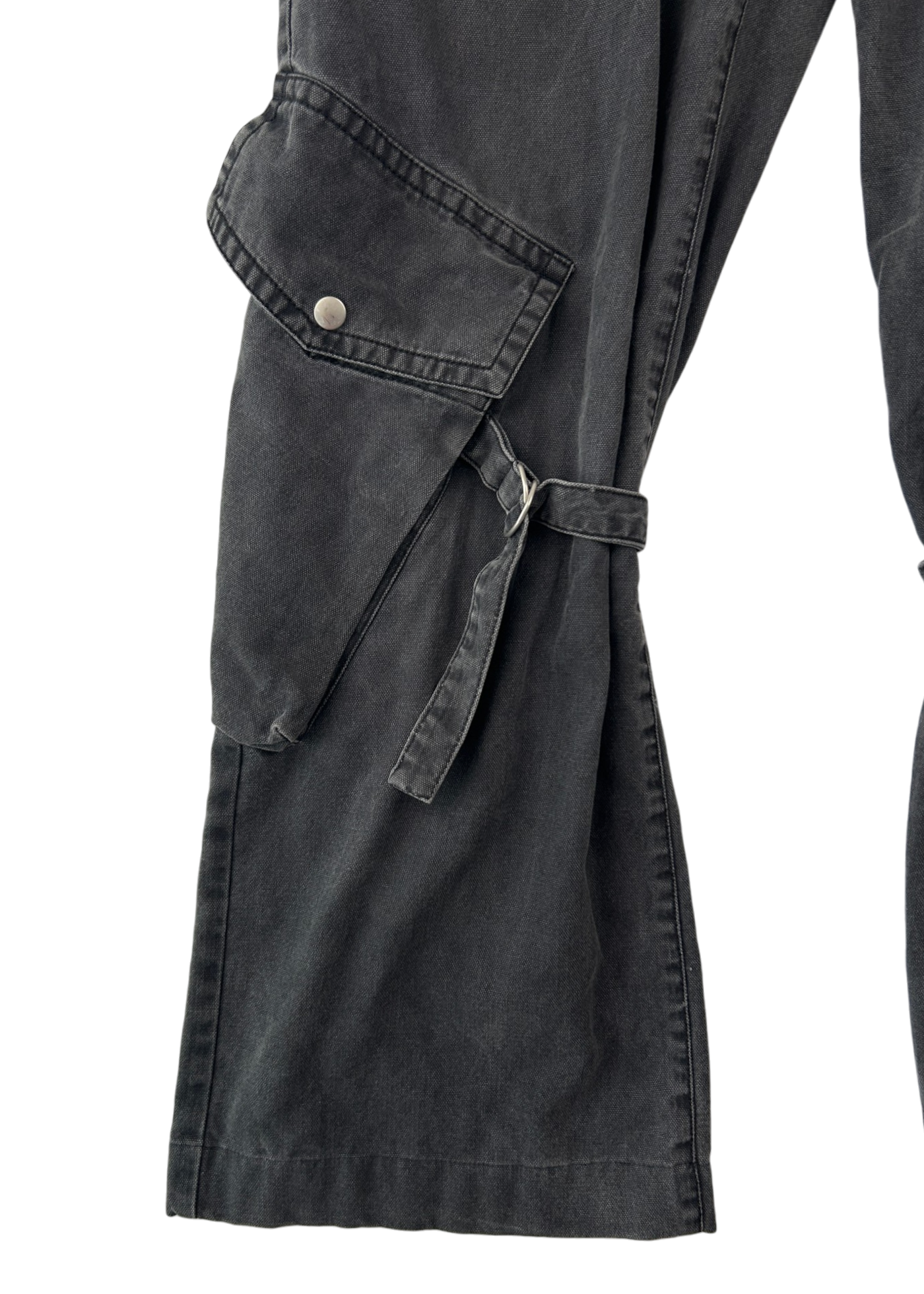 ACNE STUDIOS (AS IS) SS23 Grey Cotton Flared Cargo Pants W/ Bondage Straps