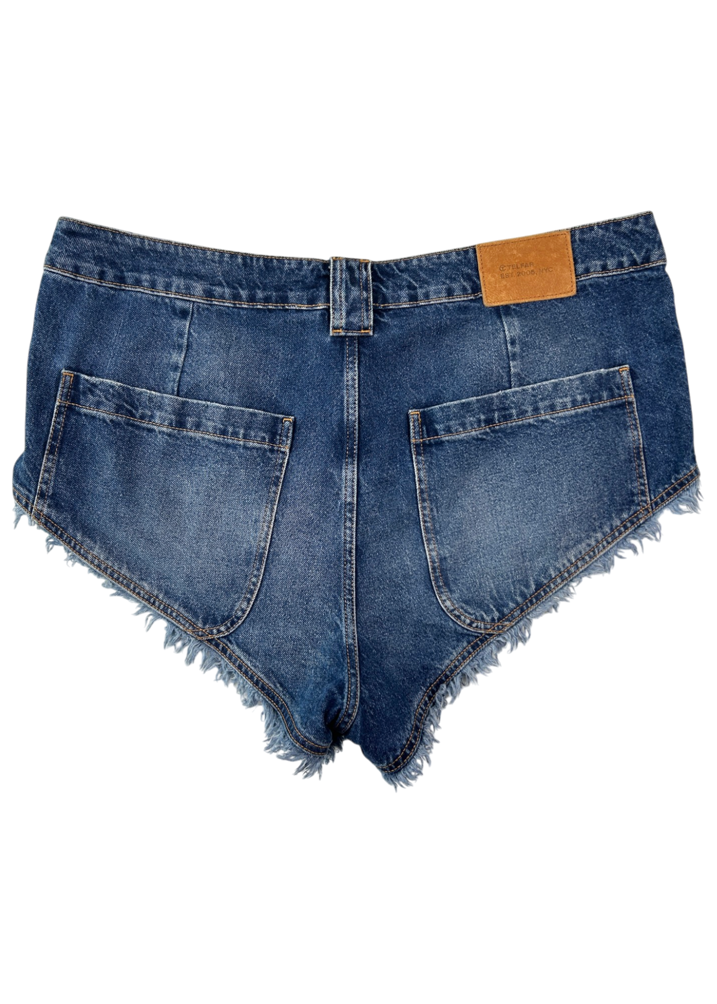 TELFAR 'Poom Poom Shorts' Whiskered Denim Micro Mini Shorts