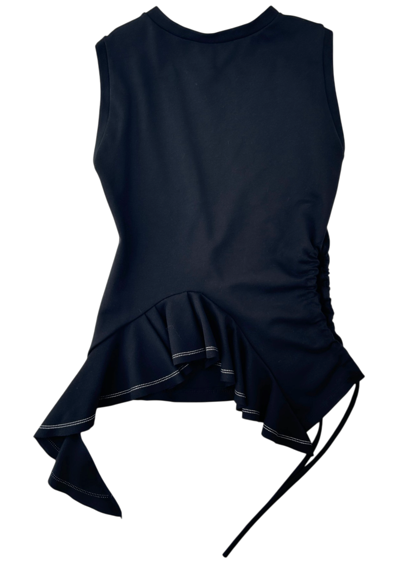 GOTHAM STUDIO 'Dive' Drawstring Ruched Asymmetrical Ruffle Top