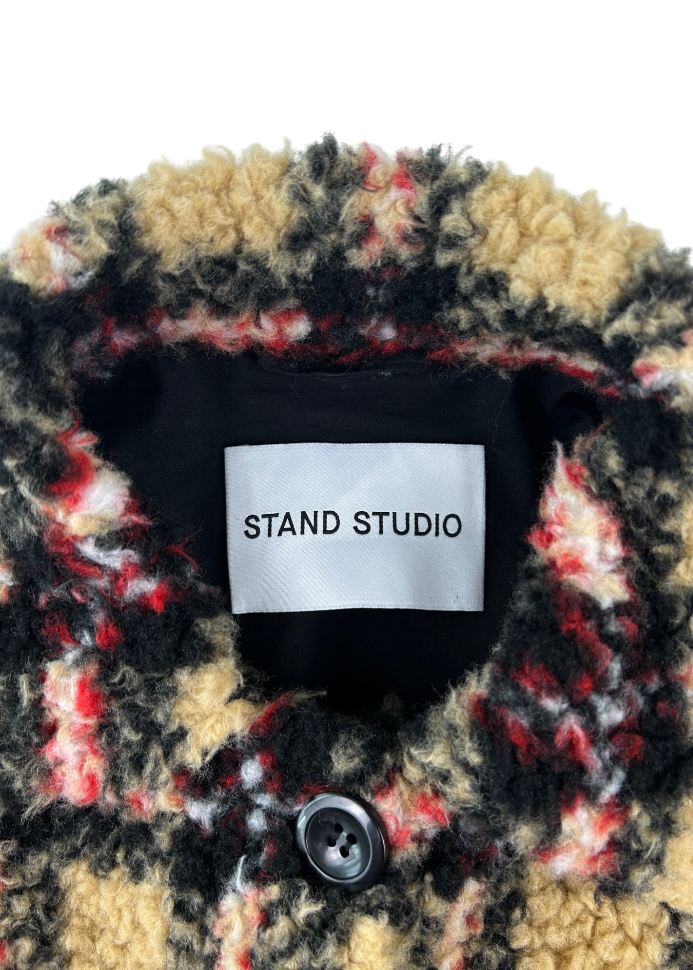 STAND STUDIO Plaid Teddy Coat W/ Pockets
