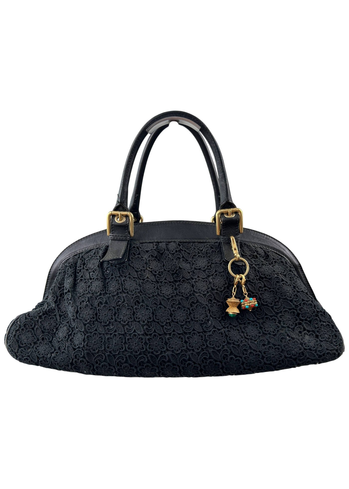 DOLCE & GABBANA Limited Edition XX 20th Anniversary Black Lace Bowler Bag