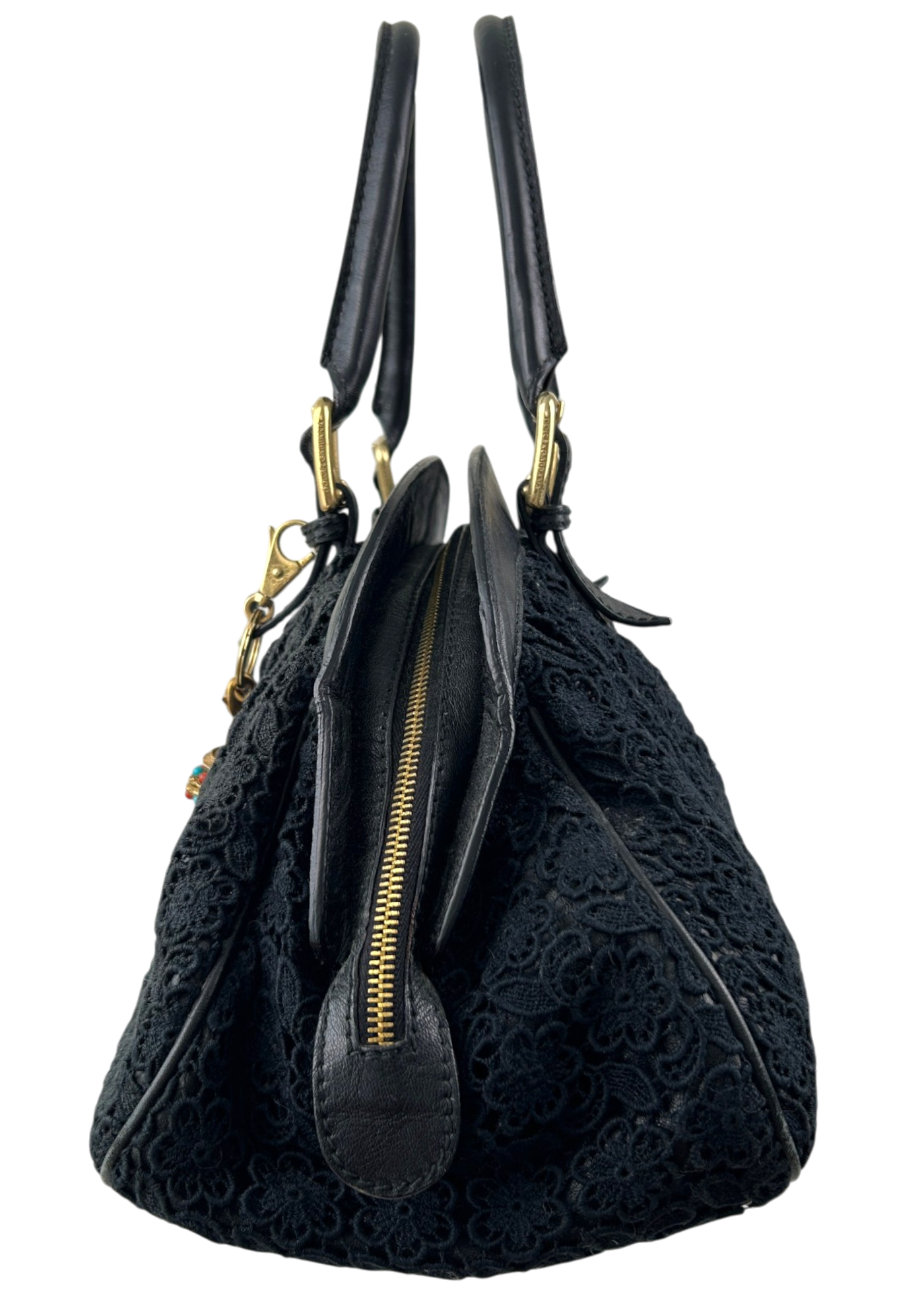 DOLCE & GABBANA Limited Edition XX 20th Anniversary Black Lace Bowler Bag