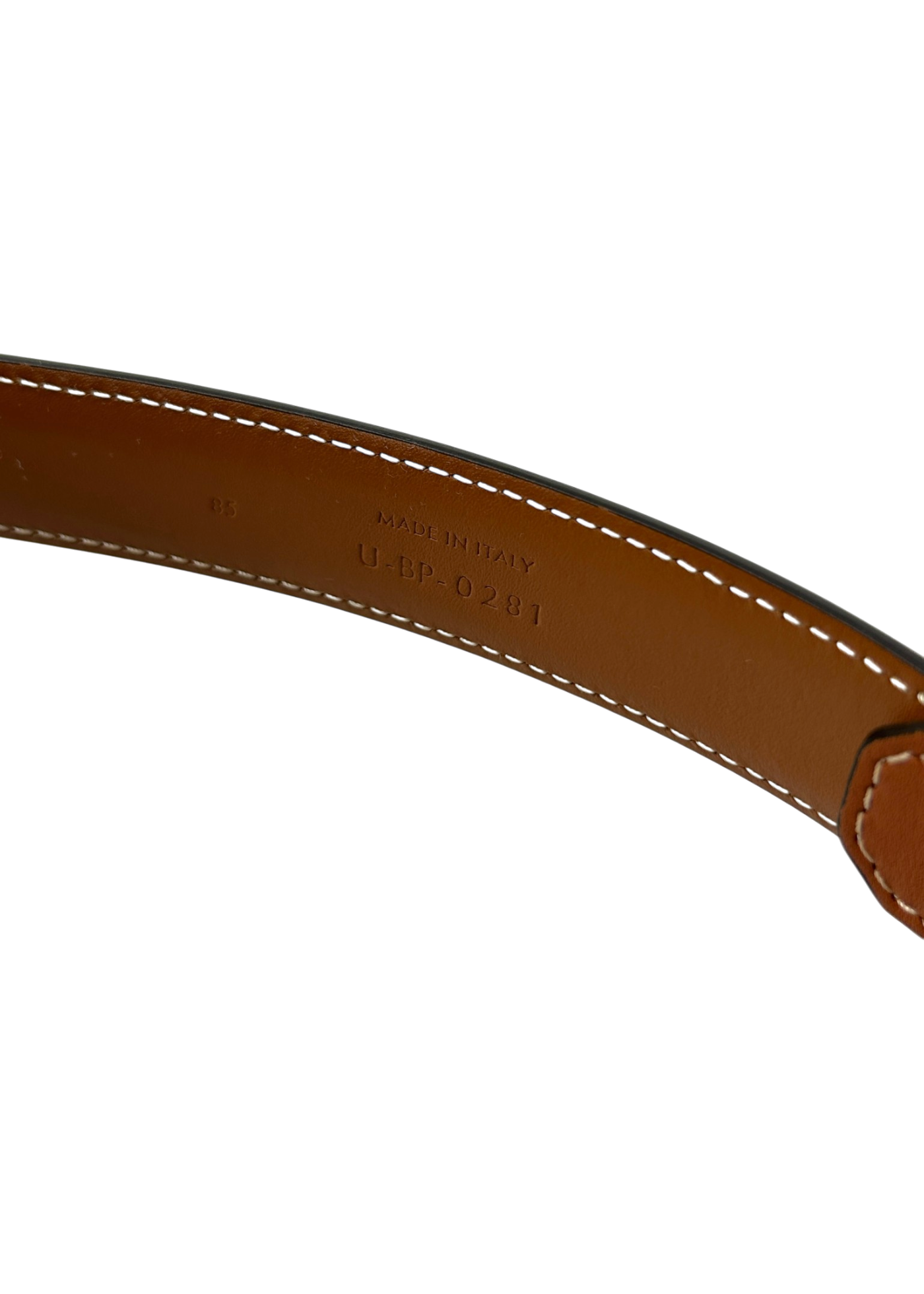 CELINE Brown Leather Belt W/ Gold Triomphe Logo Buckle