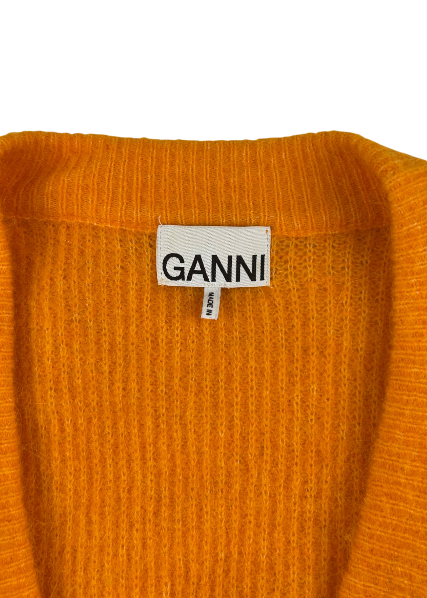 GANNI Alpaca/Wool Blend Cardi W/ Crystal Buttons