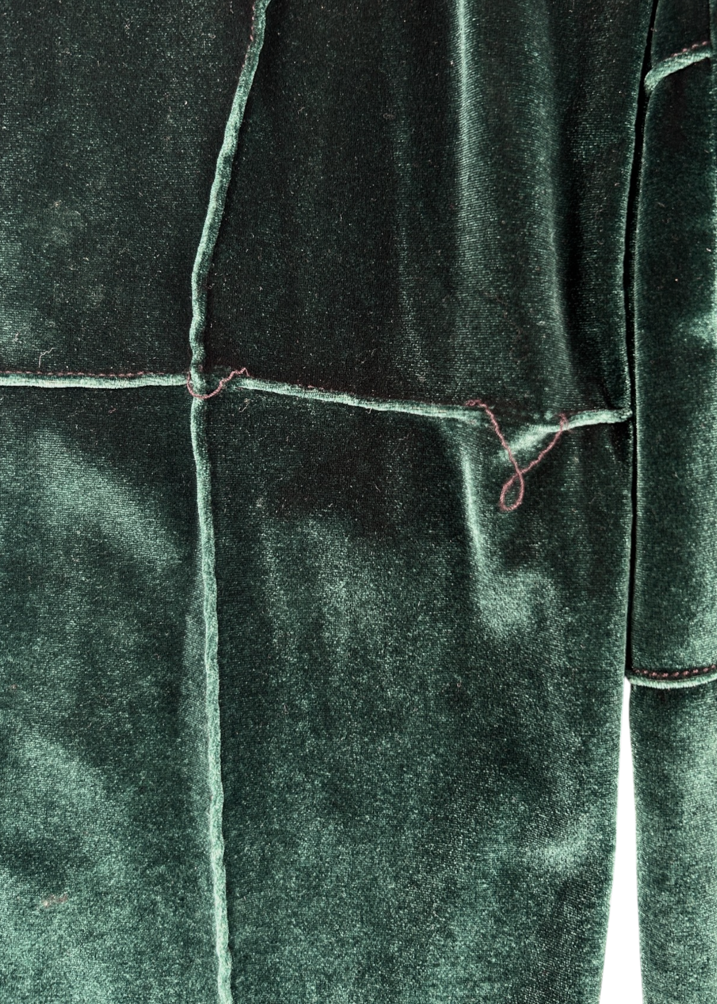 KARLAIDLAW (AS IS) 'Spiderpant' Green Velvet Patchwork Pants