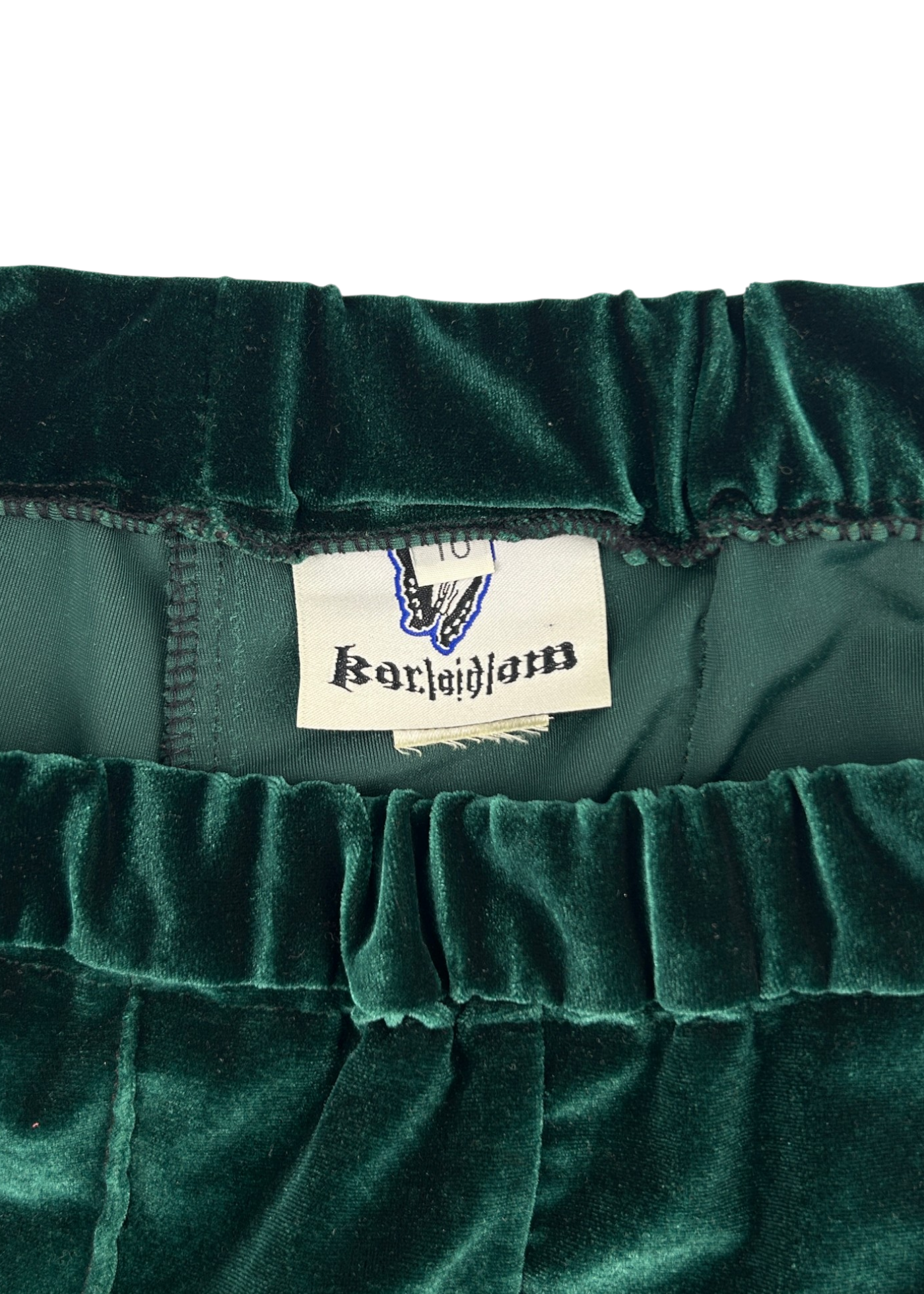 KARLAIDLAW (AS IS) 'Spiderpant' Green Velvet Patchwork Pants