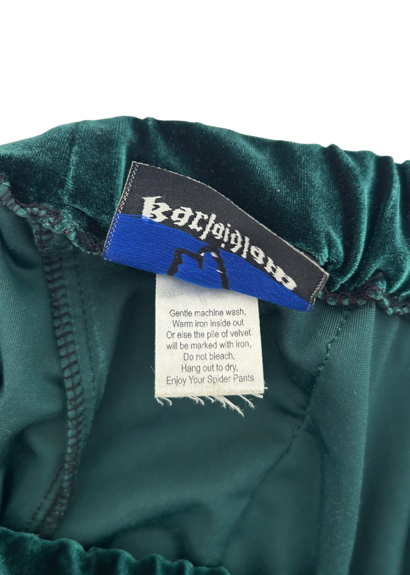 KARLAIDLAW (AS IS) 'Spiderpant' Green Velvet Patchwork Pants