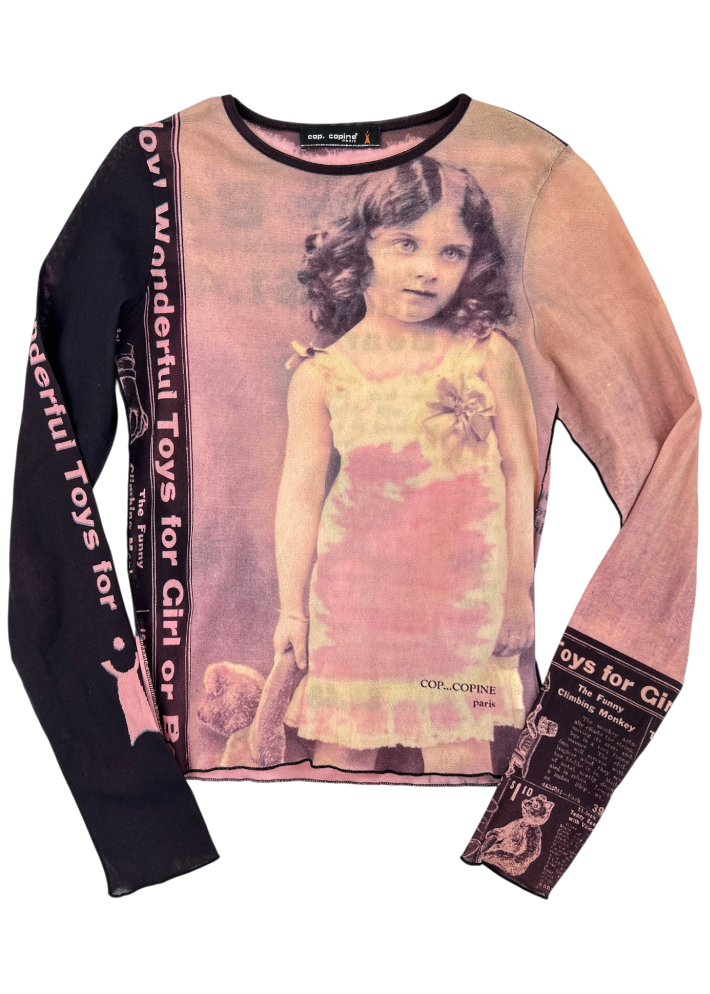 COP COPINE Teddy Digi Print Mesh Top