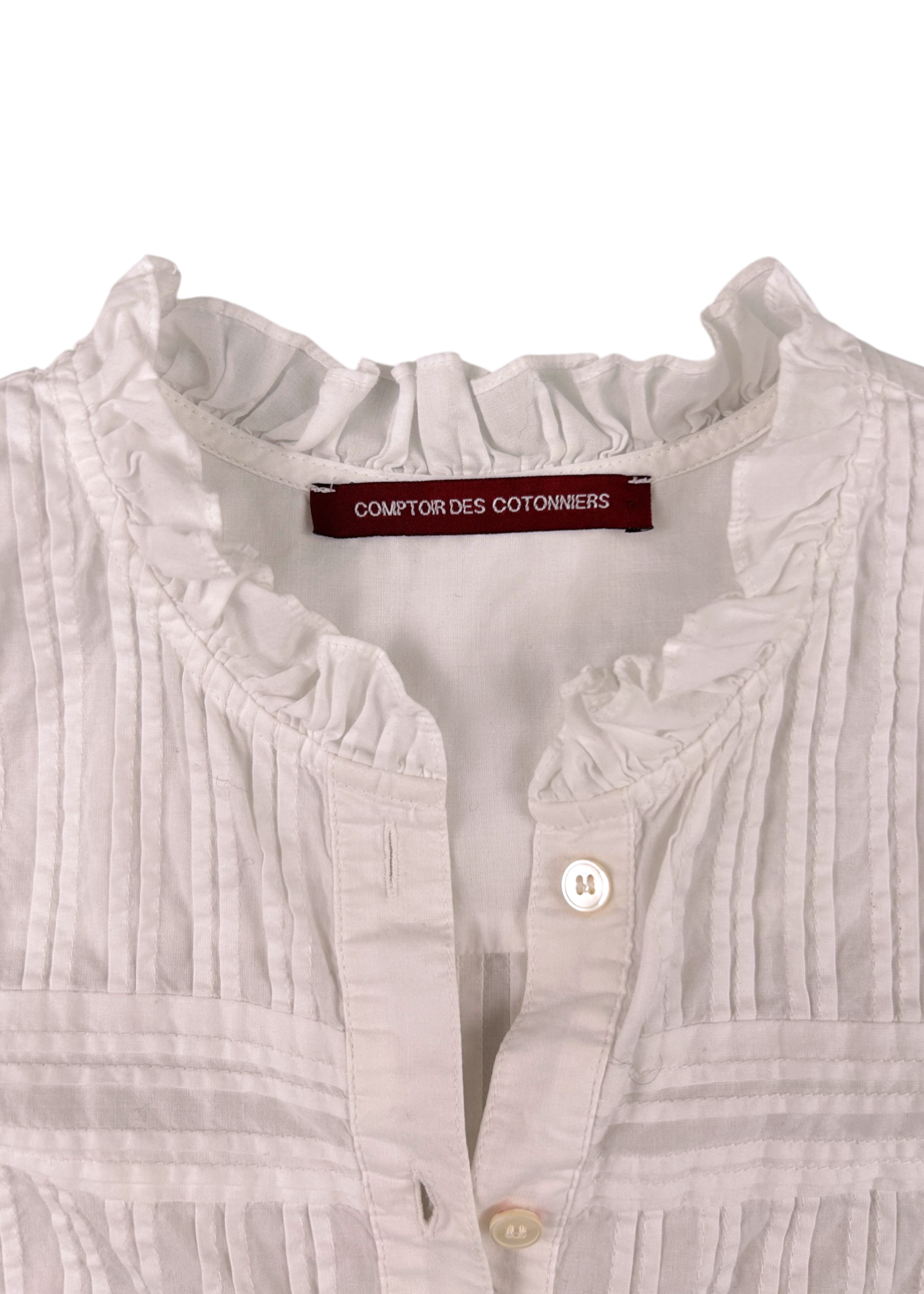 COMPTOIR DES COTONNIERS (AS IS) Cotton Pintuck Button Down Blouse