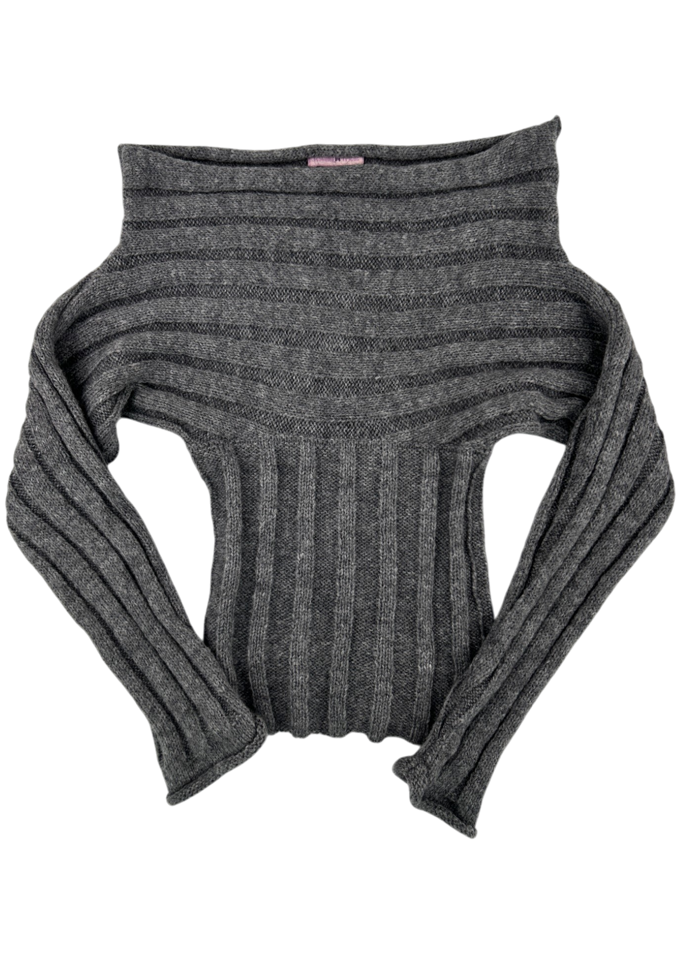 ISABELLA VRANA Grey Mohair Blend Multiway Knit Off-Shoulder Jumper