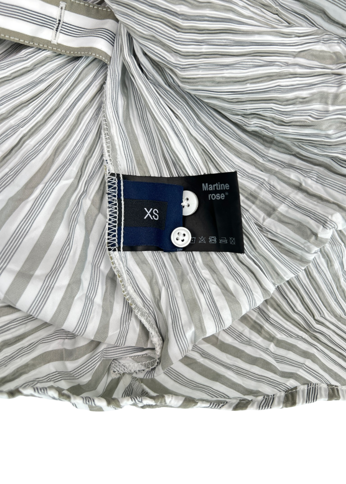 MARTINE ROSE (AS IS) Stripe Smocked Crinkle Shirt