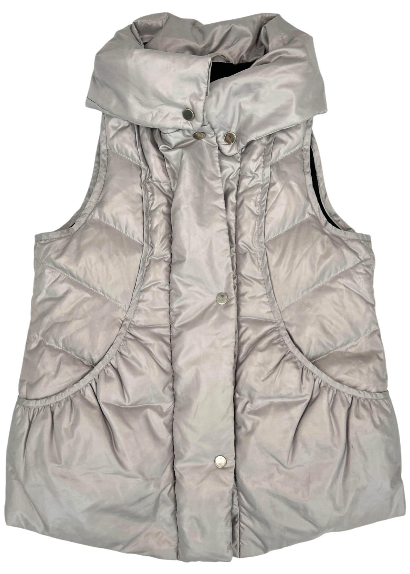 Y-3 (AS IS) Silver Puffer Vest W/ Oversized Lapel