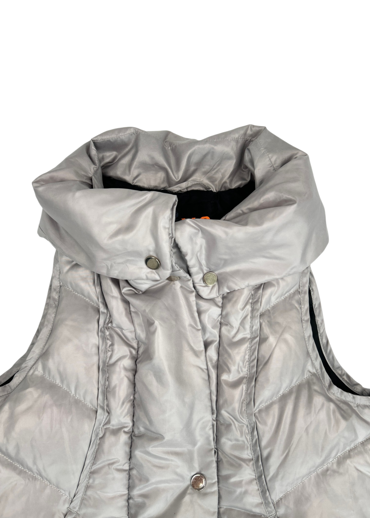 Y-3 (AS IS) Silver Puffer Vest W/ Oversized Lapel