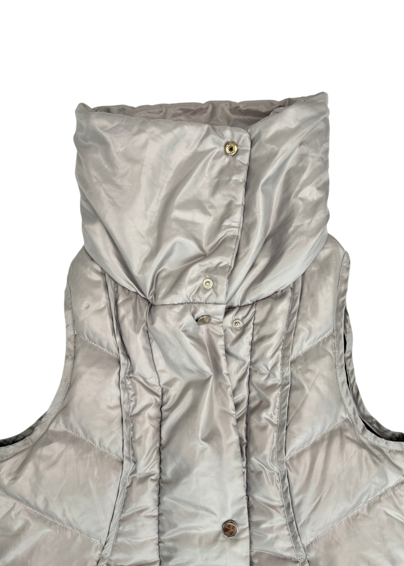 Y-3 (AS IS) Silver Puffer Vest W/ Oversized Lapel