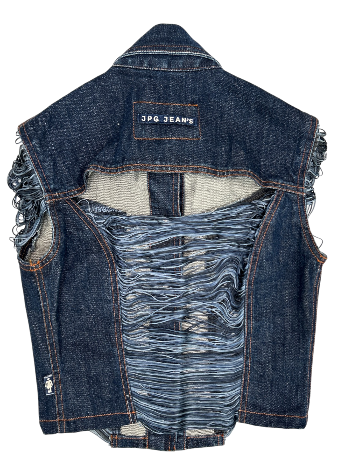 JPG JEANS BY GAULTIER (AS IS) Denim Cutout Vest W/ Turquoise Fringe