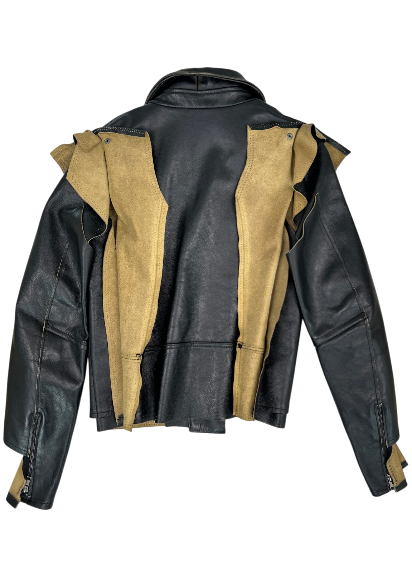MAISON MARGIELA X H&M Black/Beige Leather Deconstructed Biker Jacket