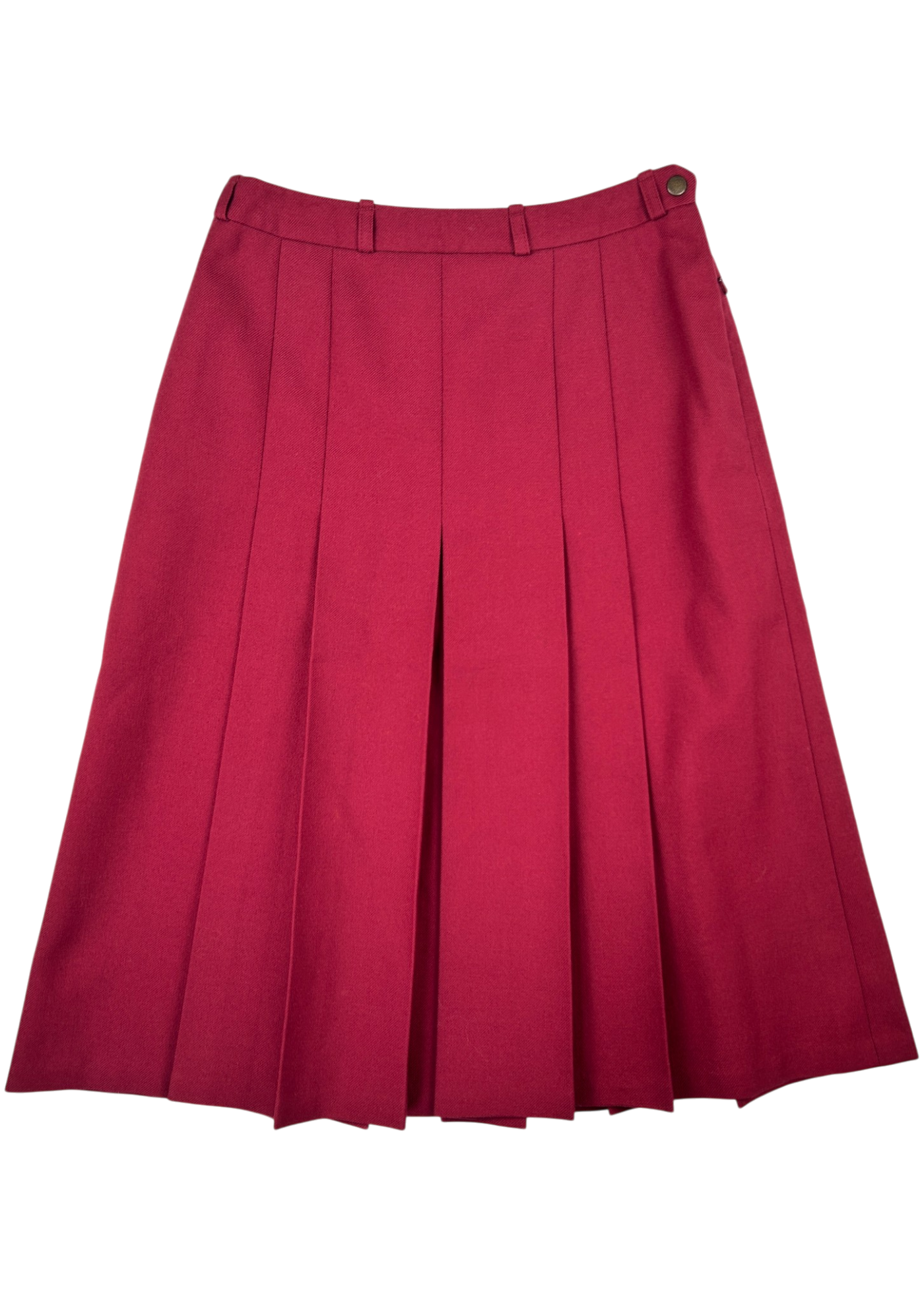 FLETCHER JONES (AS IS) Vintage Wine Red Wool Pleat Midi Skirt