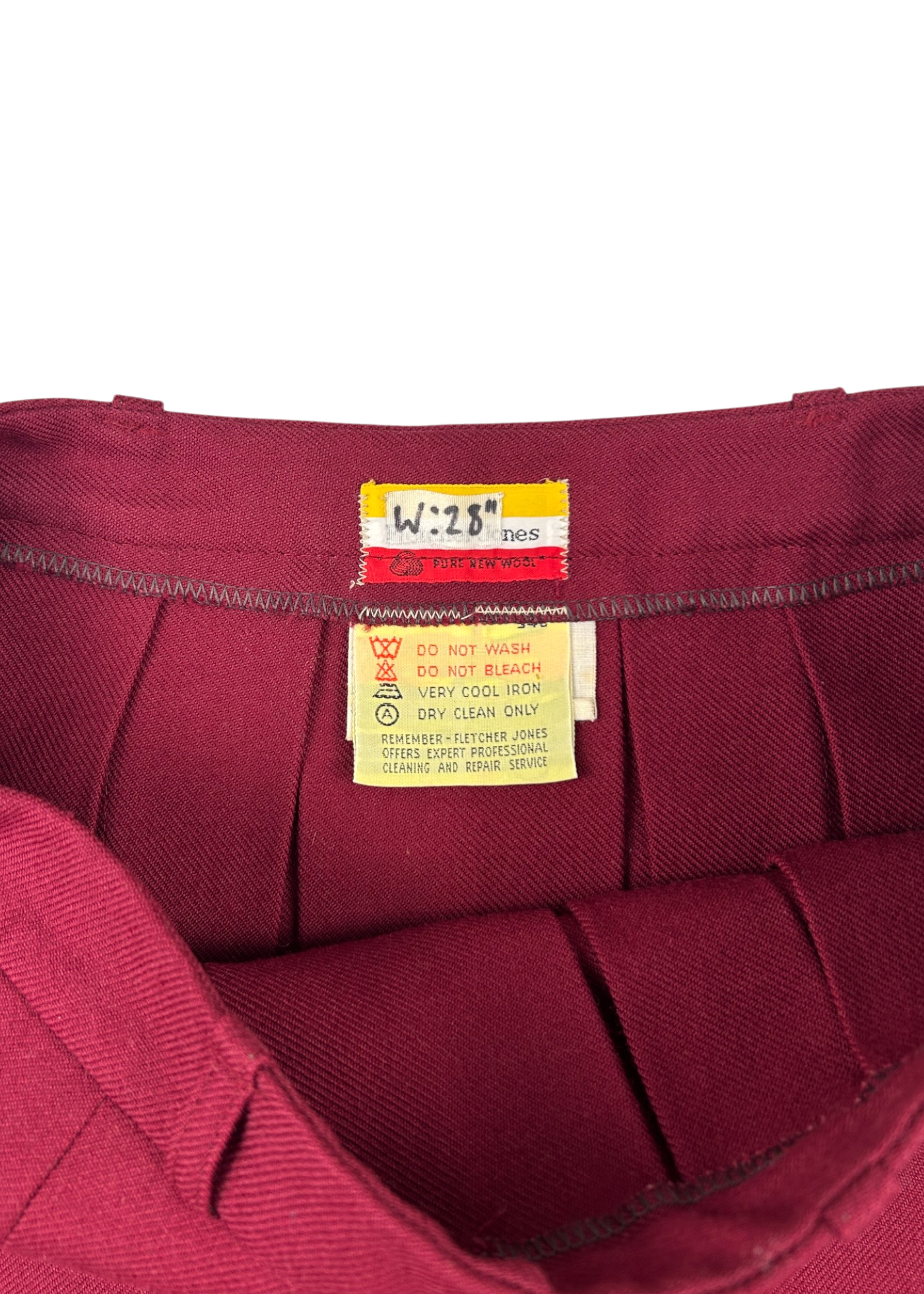 FLETCHER JONES (AS IS) Vintage Wine Red Wool Pleat Midi Skirt