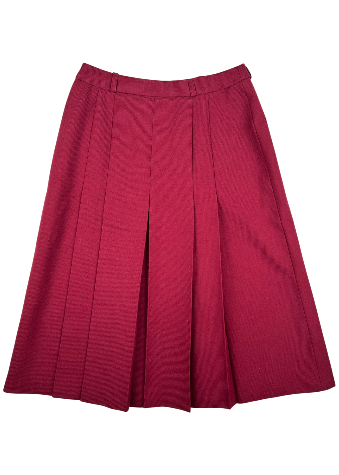FLETCHER JONES (AS IS) Vintage Wine Red Wool Pleat Midi Skirt