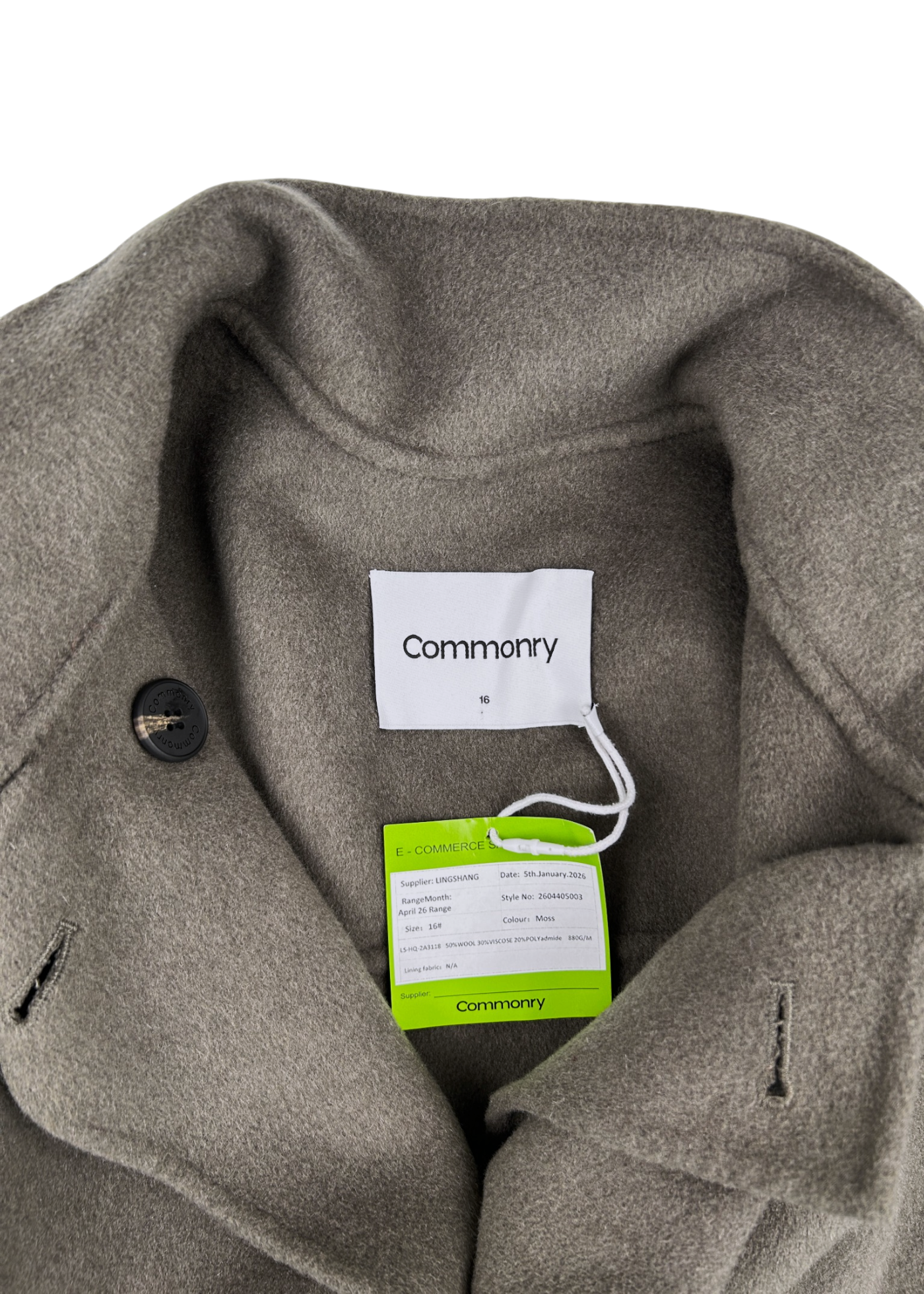 COMMONRY Sample (NWT) 'Kamilla' Wool Blend Double Breasted Jacket