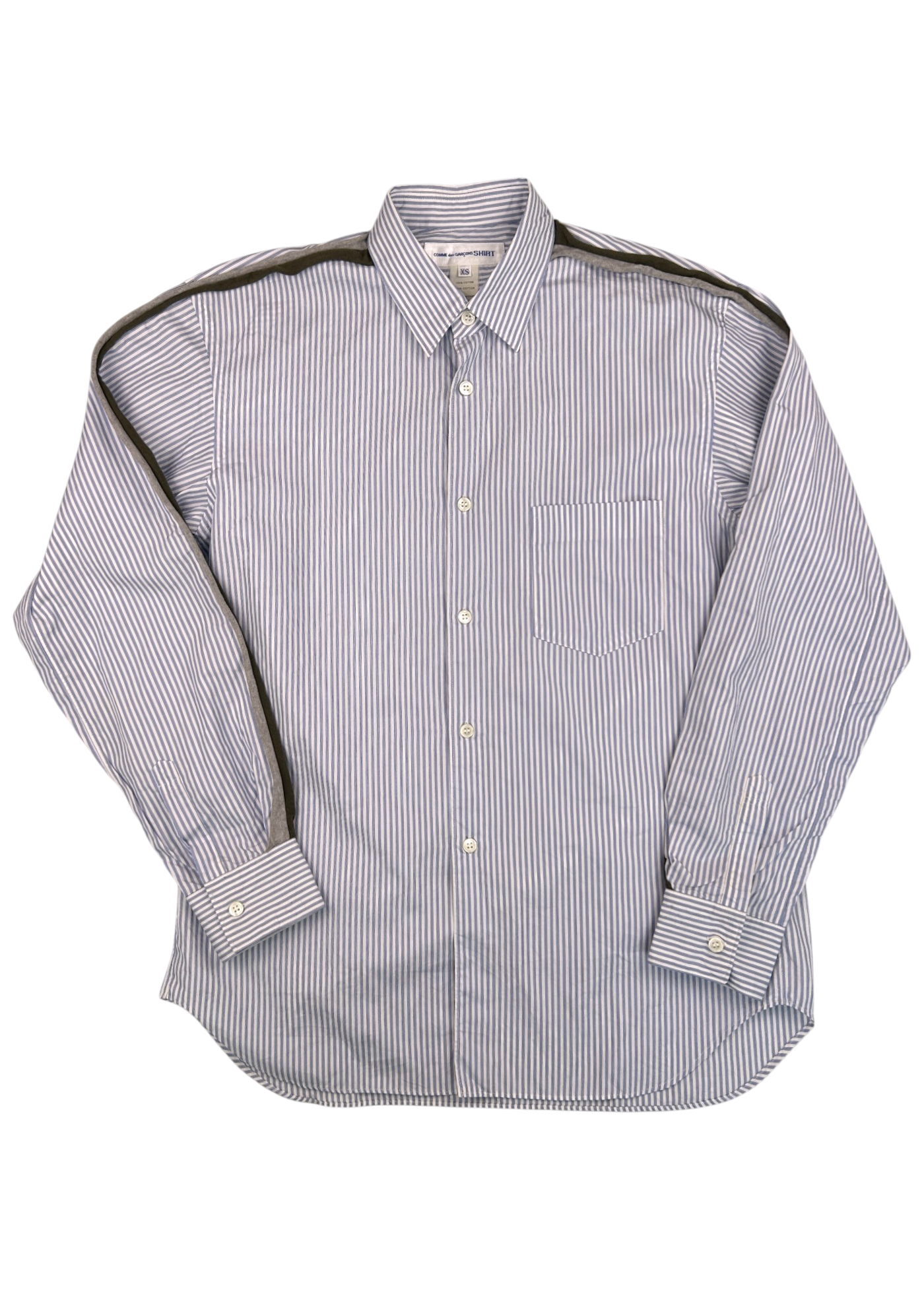 COMME DES GARCONS SHIRT (AS IS) Cotton Stripe Shirt W/ Jersey Piping