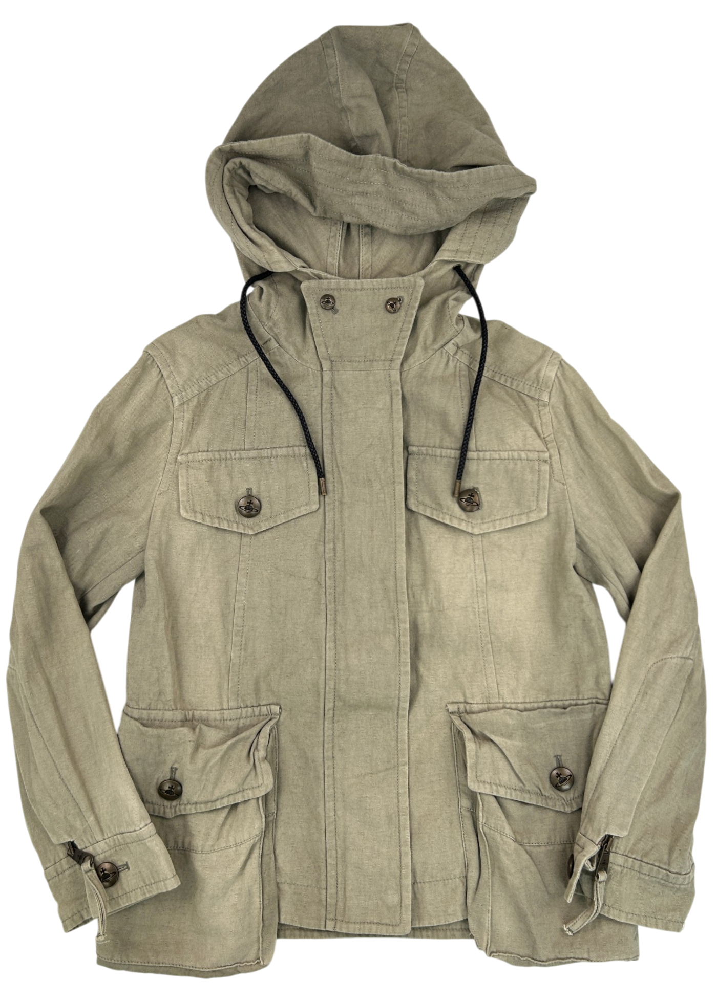 VIVIENNE WESTWOOD ANGLOMANIA Khaki Cotton/Linen Hooded Safari Jacket