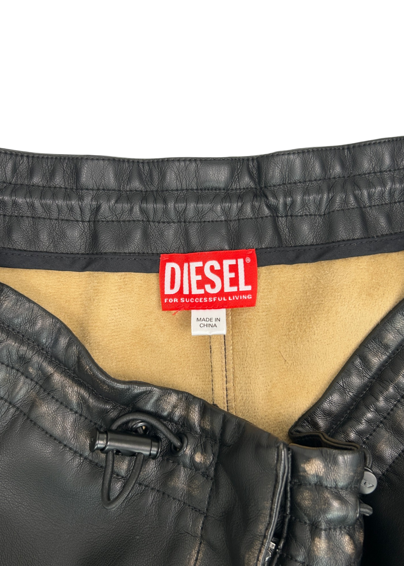 DIESEL 'O-Blivion' Black Distressed Pleather Midi Skirt