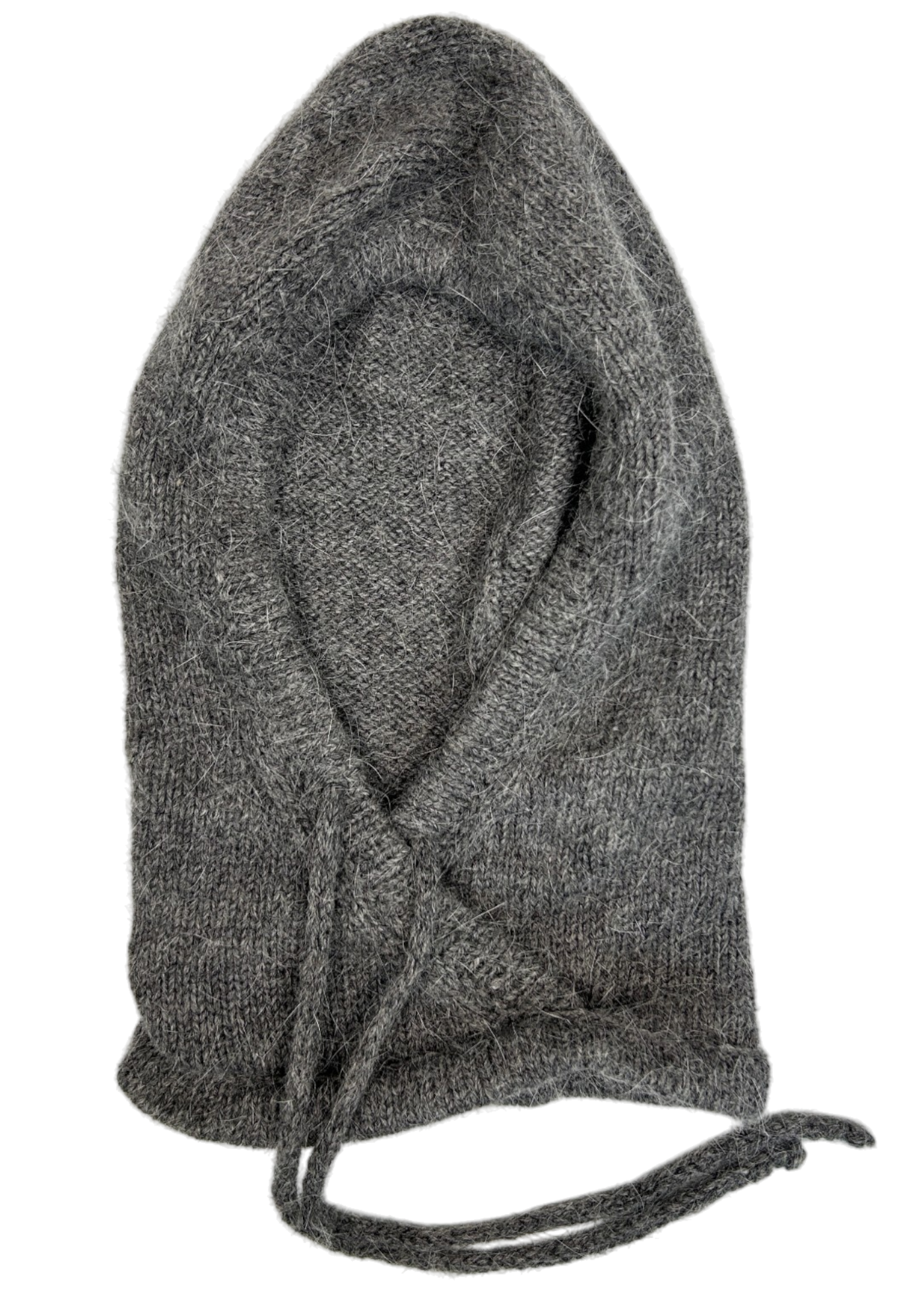 Grey Knit Hood W/ Drawstrings
