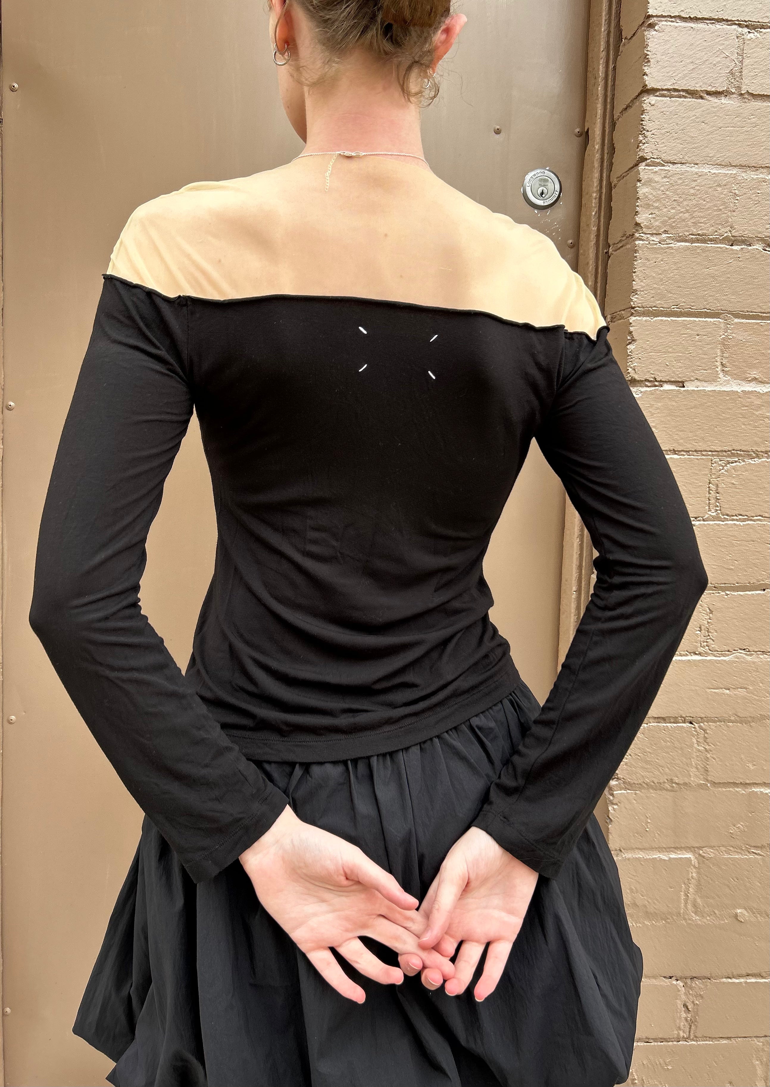 MAISON MARGIELA 2007 Black + Nude Mesh Long Sleeve