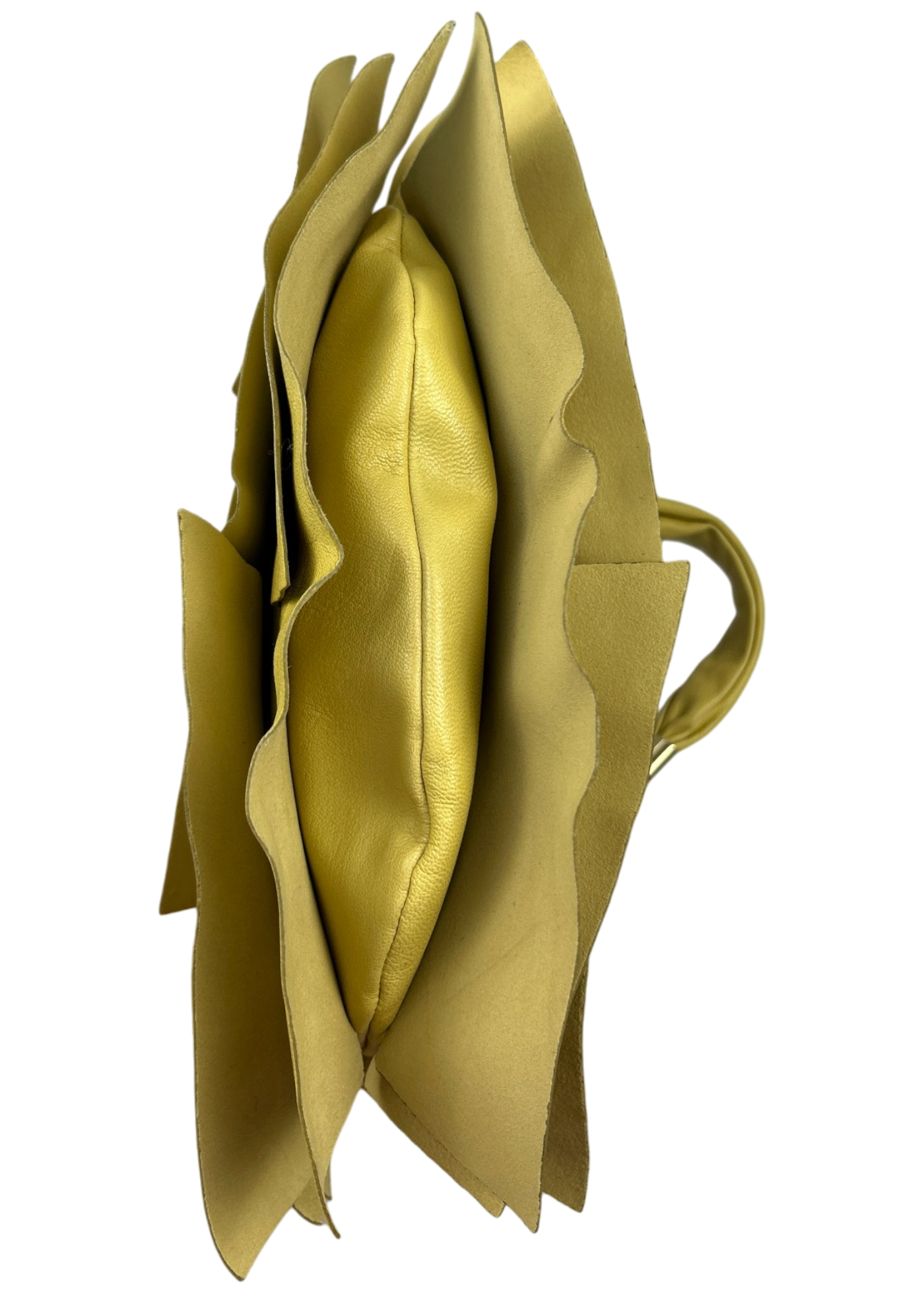YVES SAINT LAURENT VINTAGE 'Saint Tropez' Lemon Yellow Leather Ruffle Hobo Bag