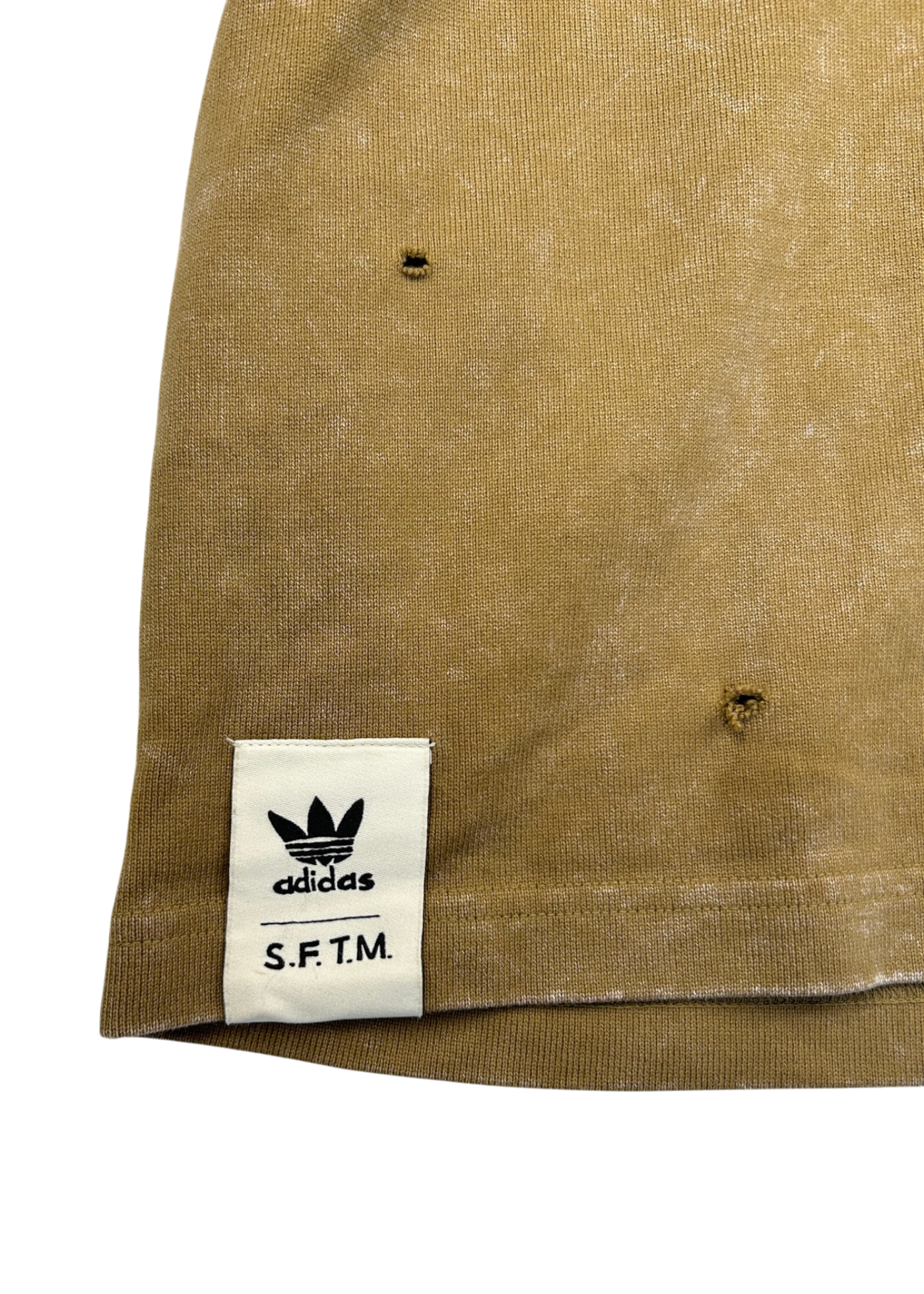 ADIDAS X SONG FOR THE MUTE 'Earth Wash' Applique Logo Distressed Tee