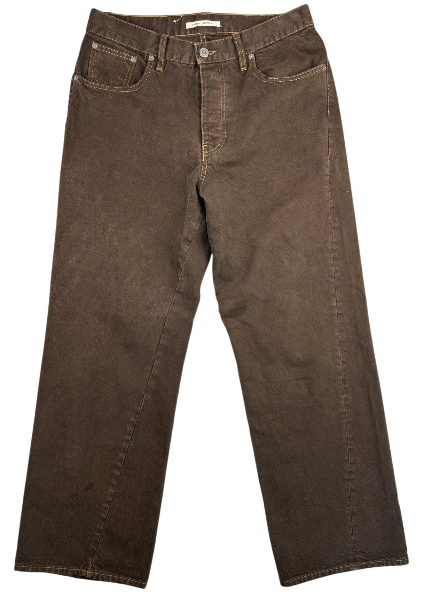 SUNFLOWER (AS IS) Brown Denim Wide Leg Twist Seam Jeans