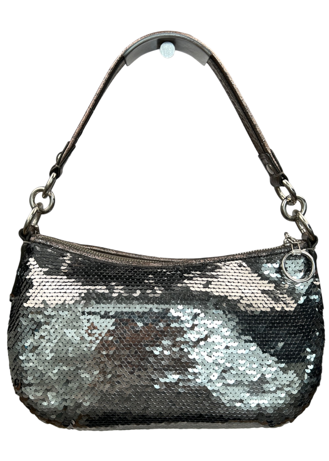COACH Grey Sequin/Metallic Leather Hobo Bag