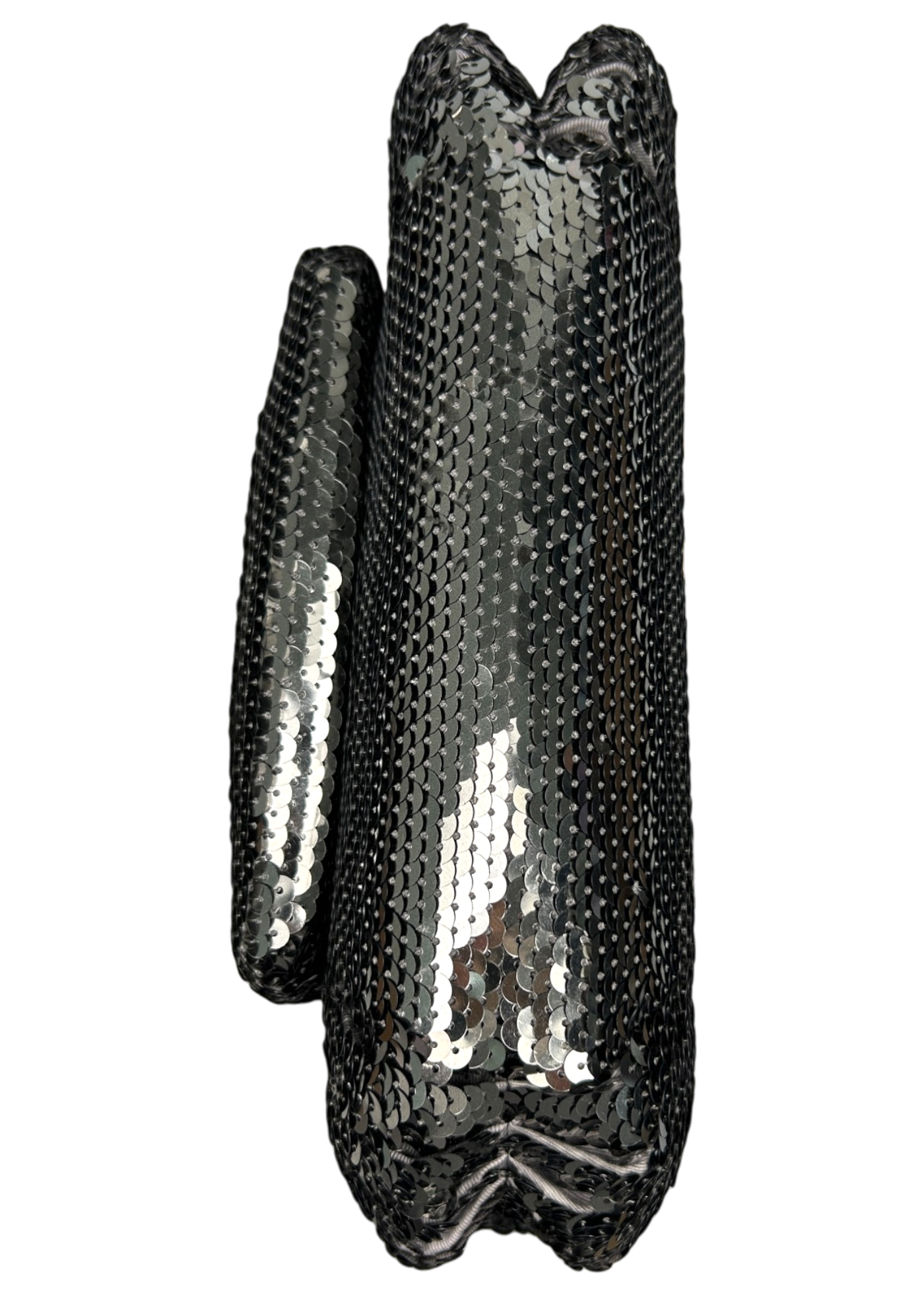 COACH Grey Sequin/Metallic Leather Hobo Bag