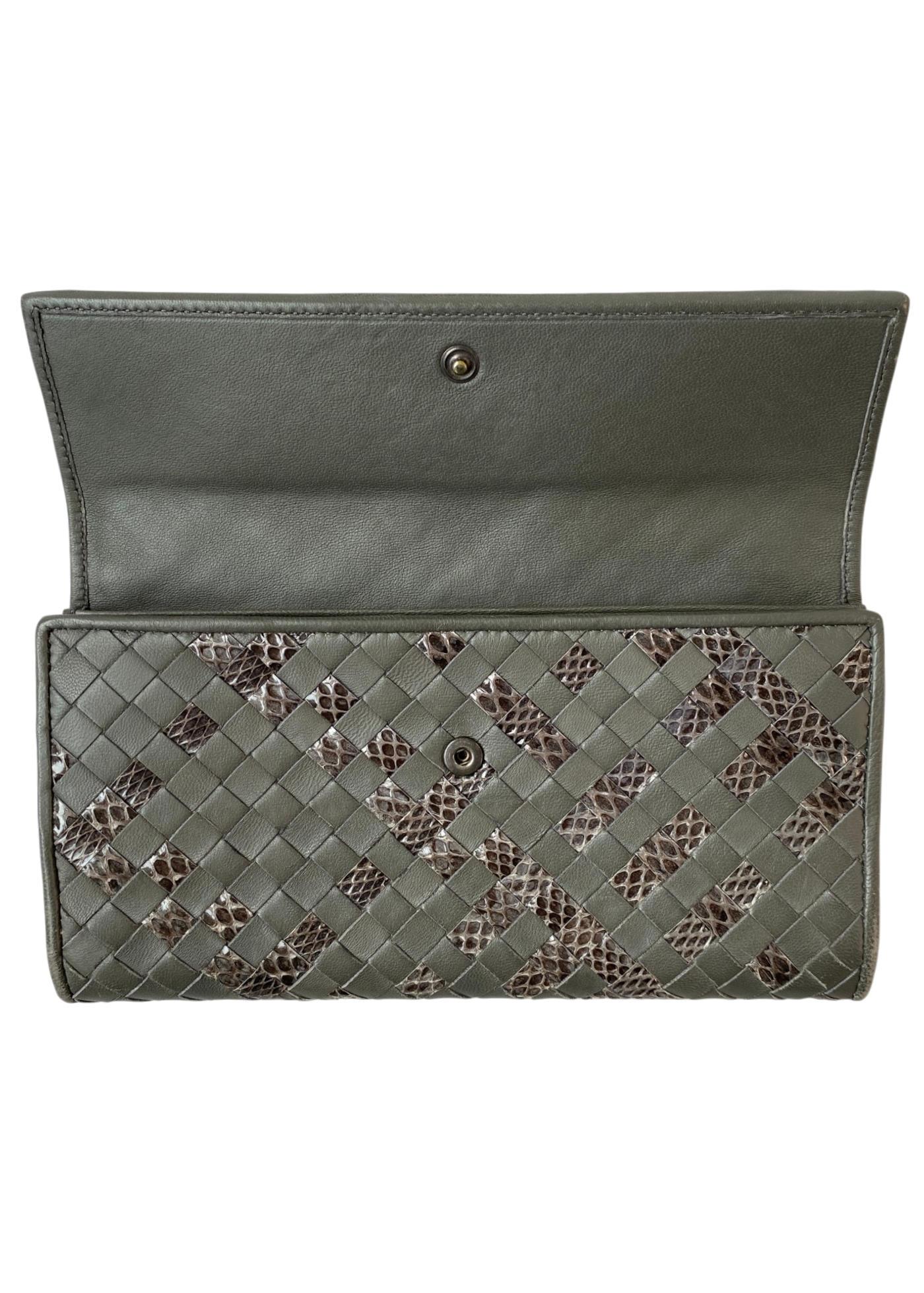 BOTTEGA VENETA Grey Intrecciato Python Leather 'Continental Wallet'