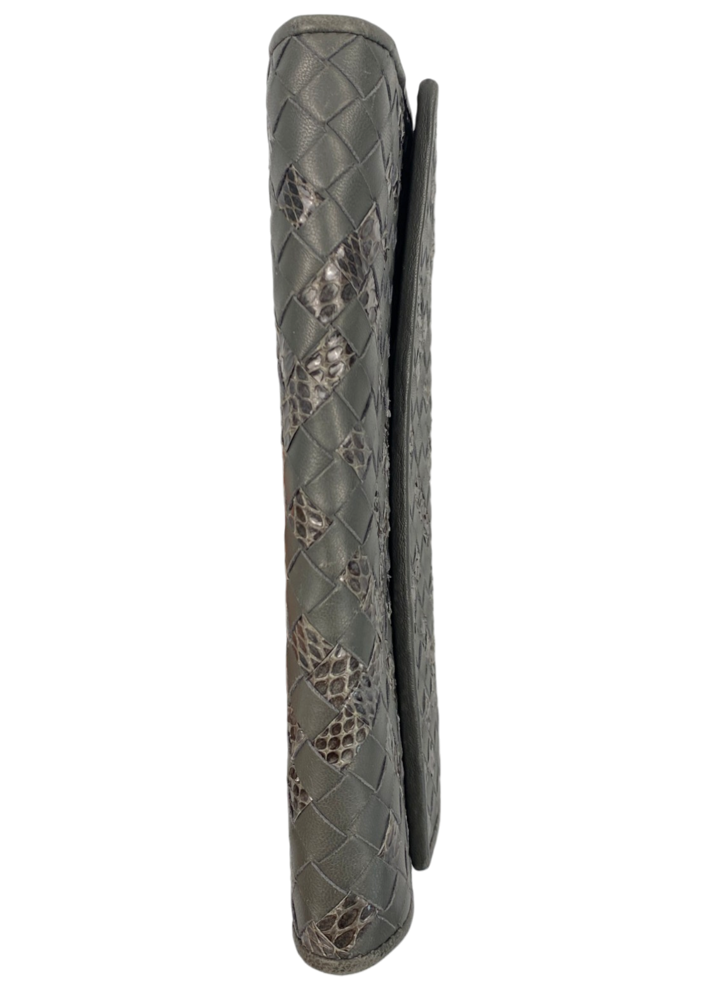BOTTEGA VENETA Grey Intrecciato Python Leather 'Continental Wallet'
