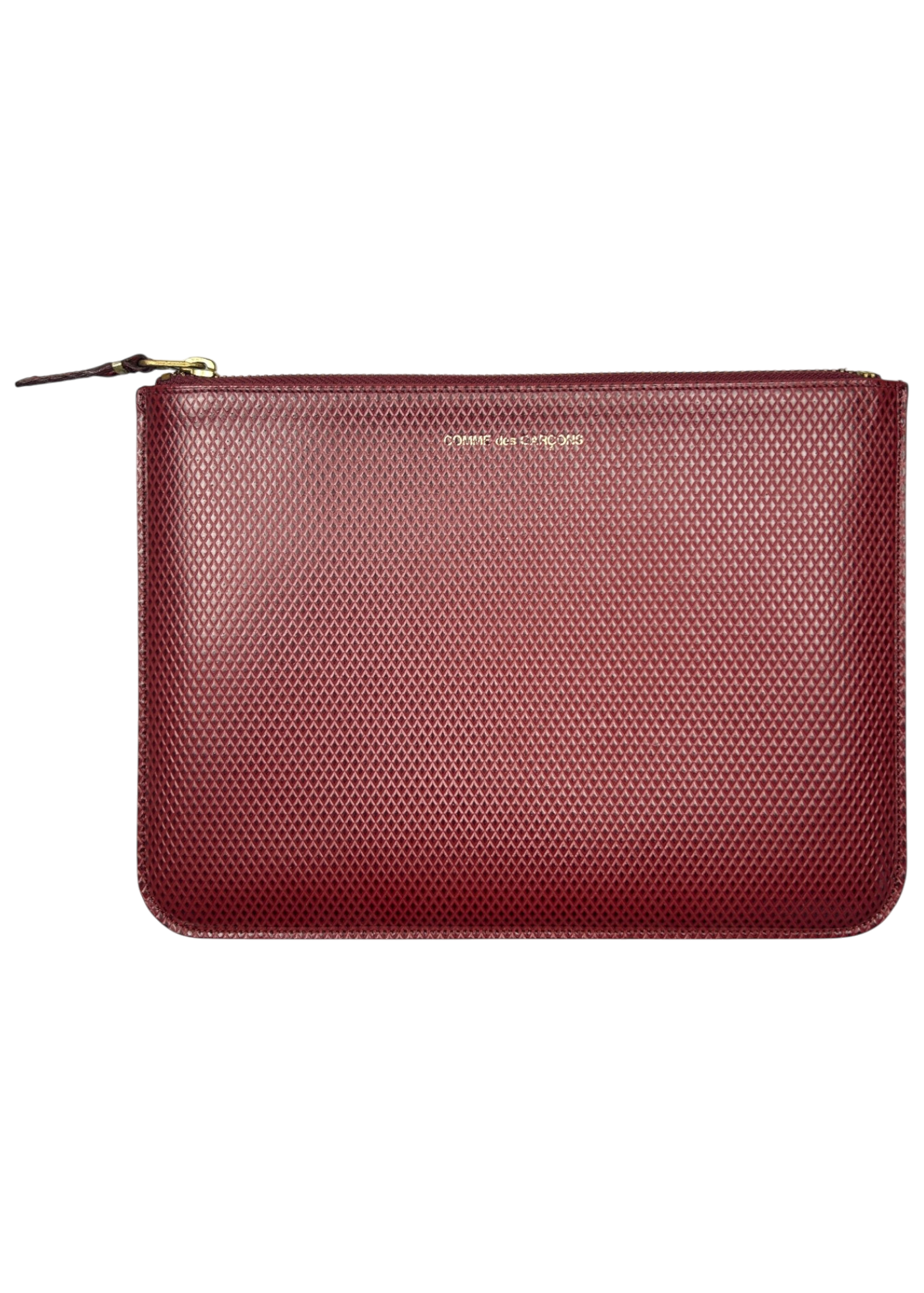 COMME DES GARCONS Red Diamond Emboss Leather Zip Pouch