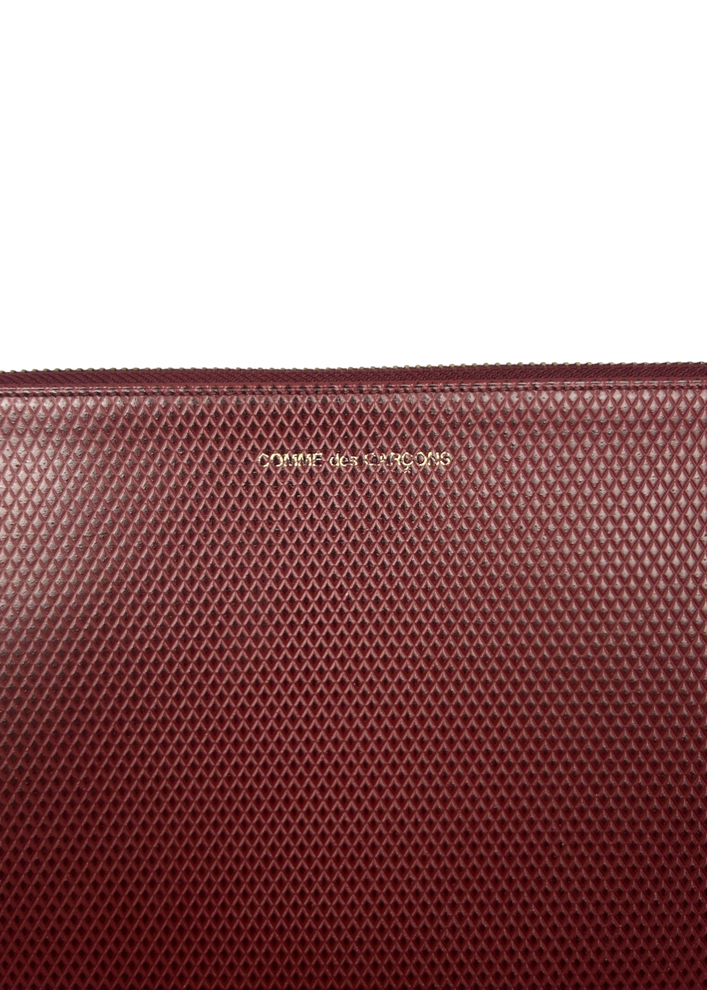COMME DES GARCONS Red Diamond Emboss Leather Zip Pouch