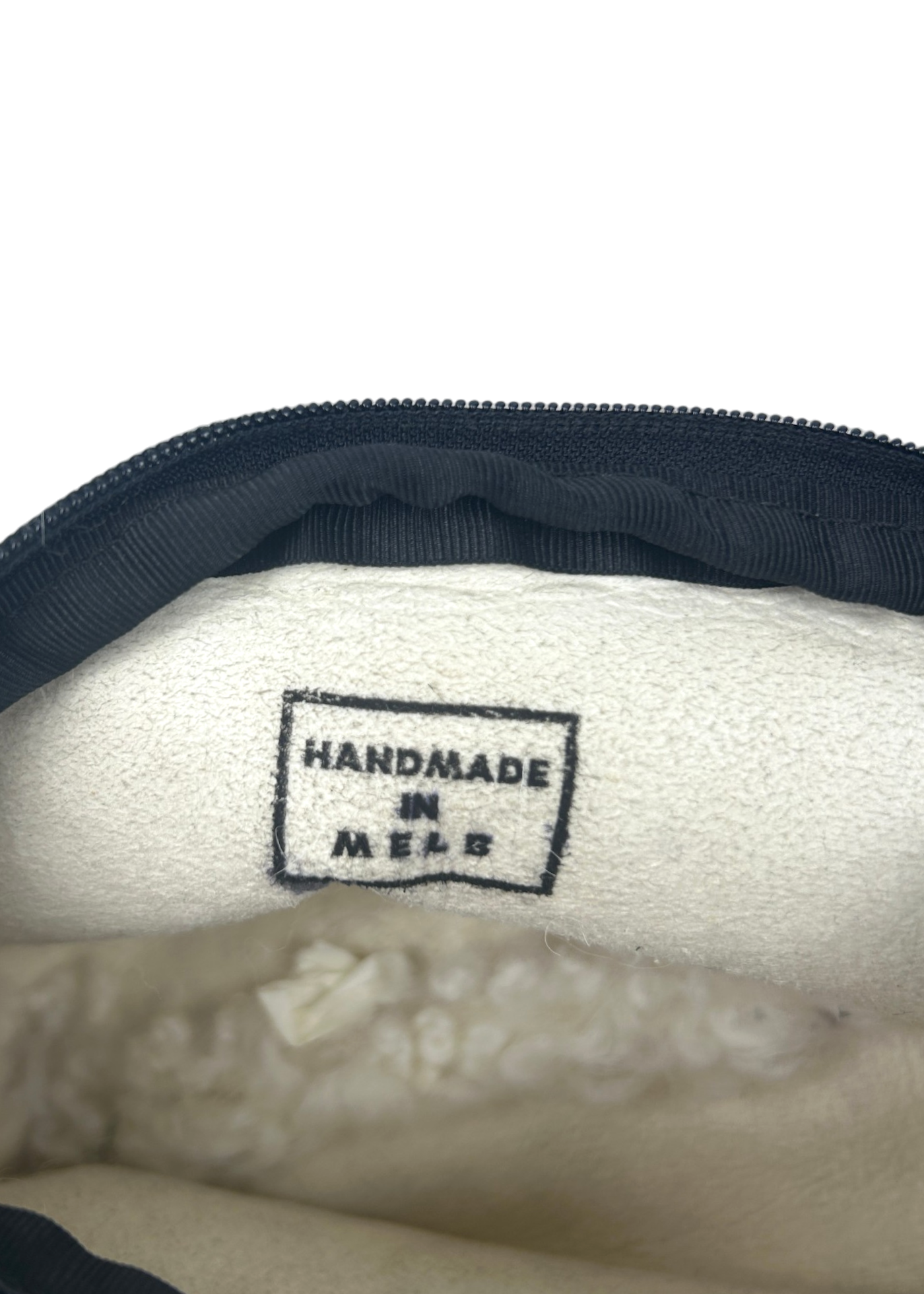 BICHON POCKETS White Shearling Bag W/ Green Leather Strap