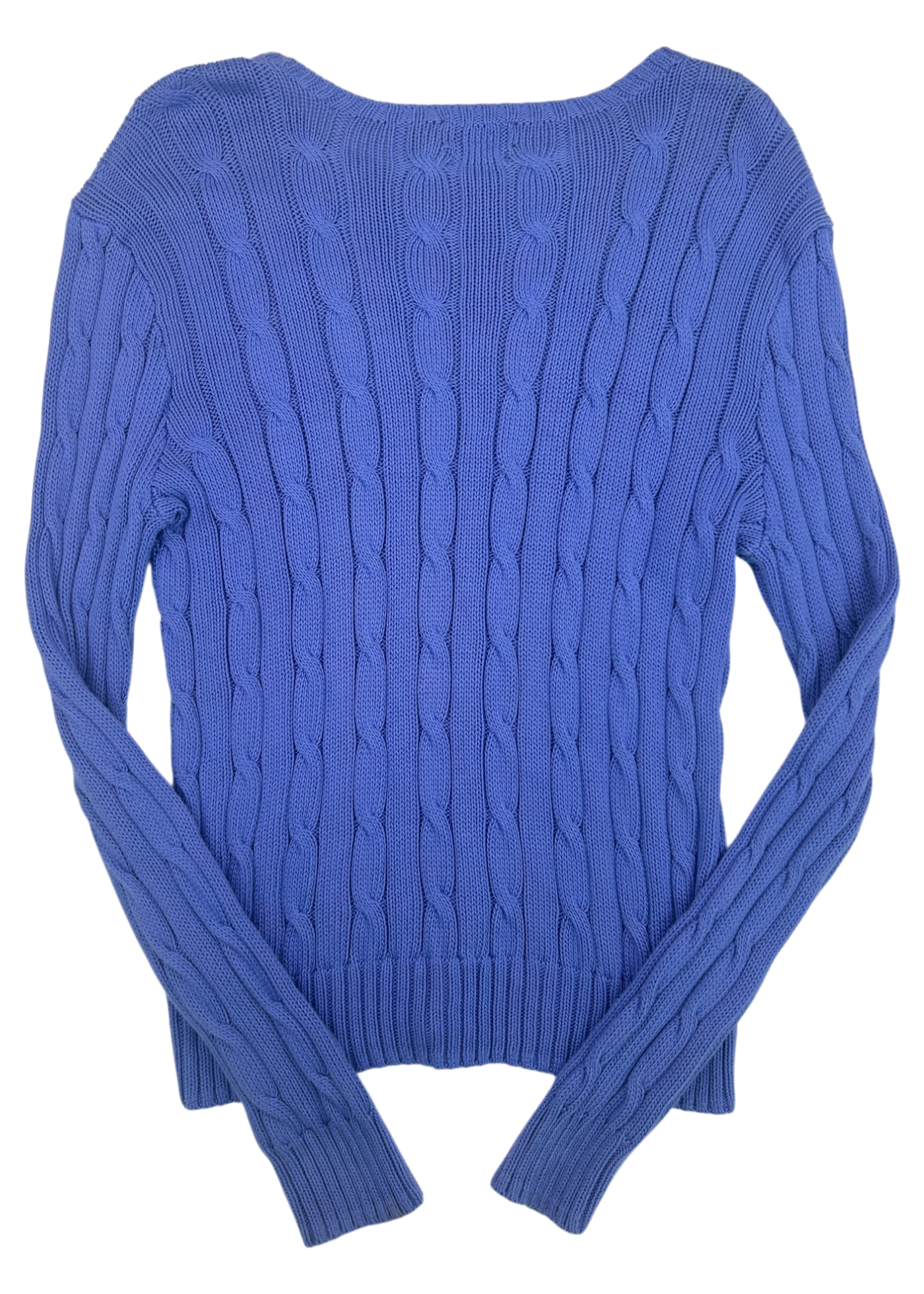 POLO BY RALPH LAUREN (AS IS) Periwinkle Blue Cotton Cable Knit Jumper