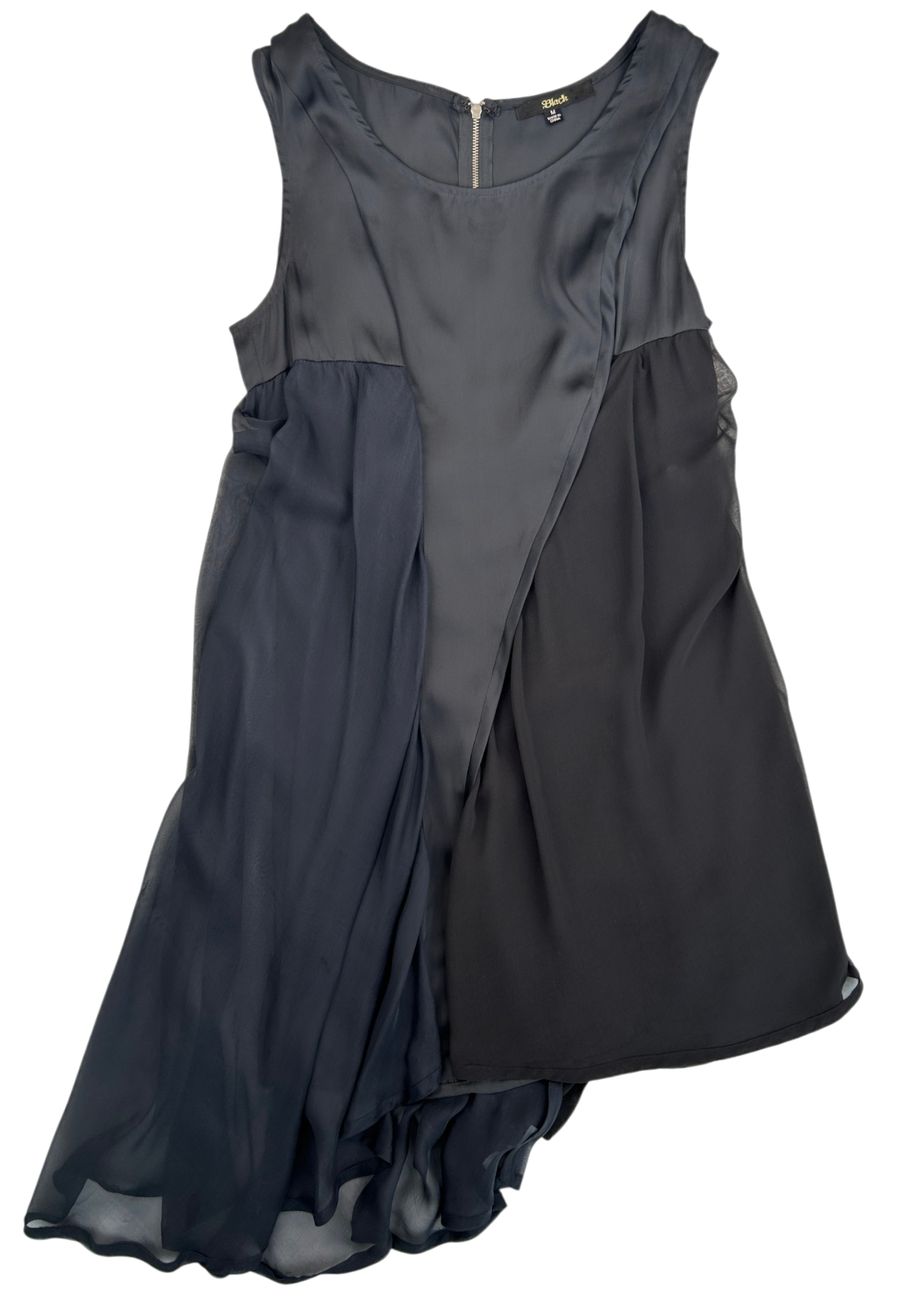 BLACK (AS IS) Silk Asymmetric Sheer Dress