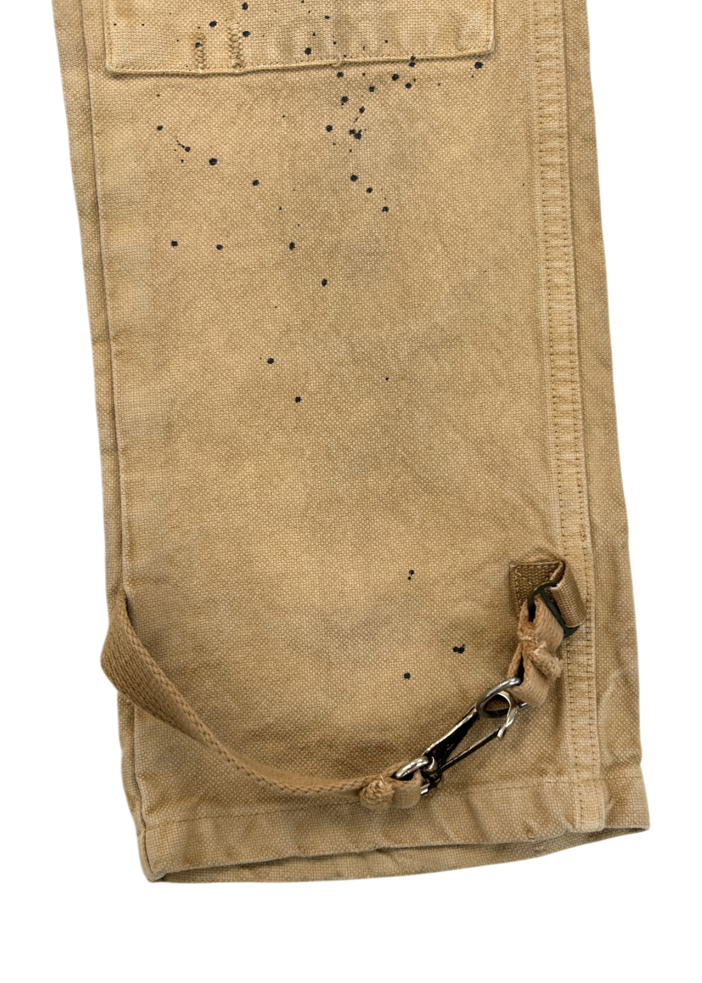 RALPH LAUREN 2000s Beige Paint Splatter Slim Carpenter Pants W/ Harness