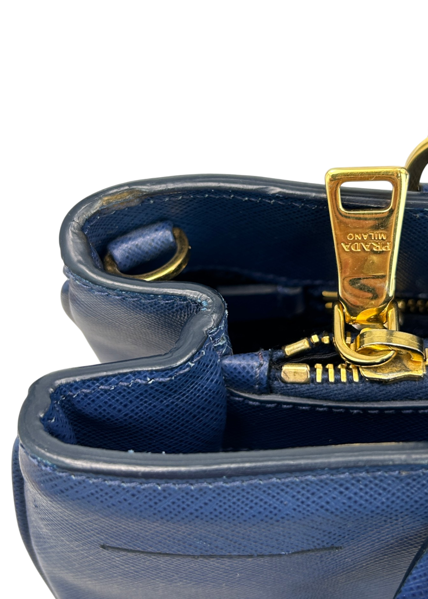 PRADA Navy Blue Galleria Saffiano Top Handle Crossbody Bag