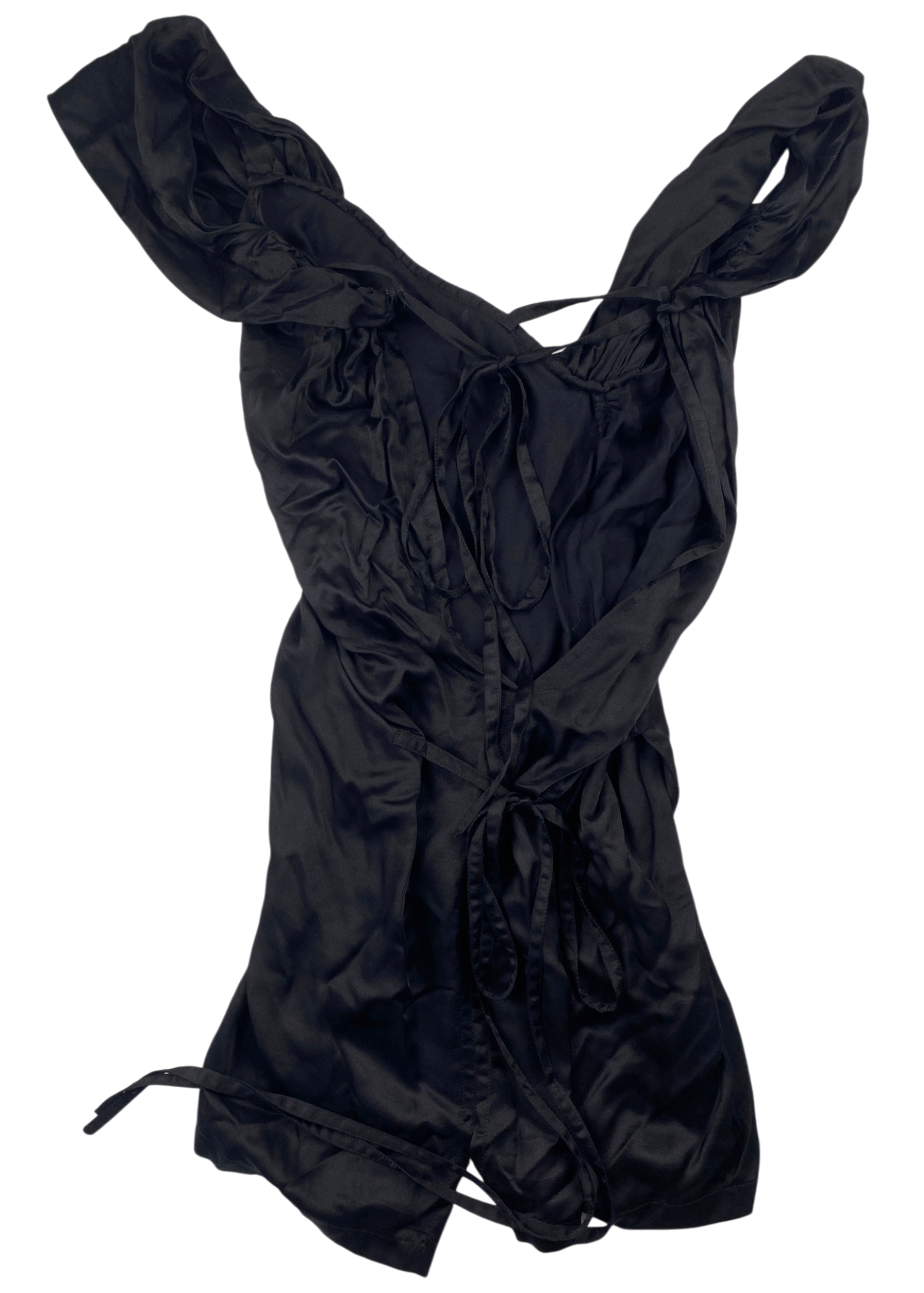 ANN DEMEULEMEESTER Silk Draped Asymmetrical Off Shoulder Top