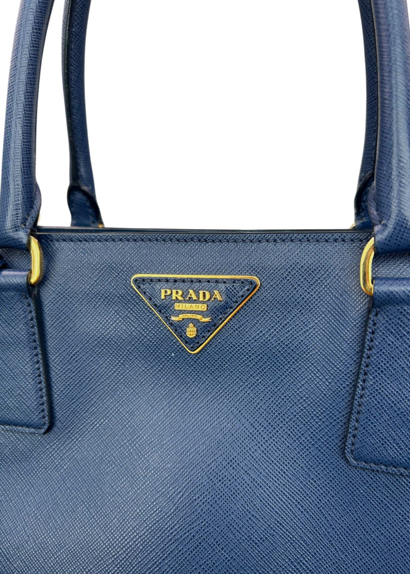 PRADA Navy Blue Galleria Saffiano Top Handle Crossbody Bag