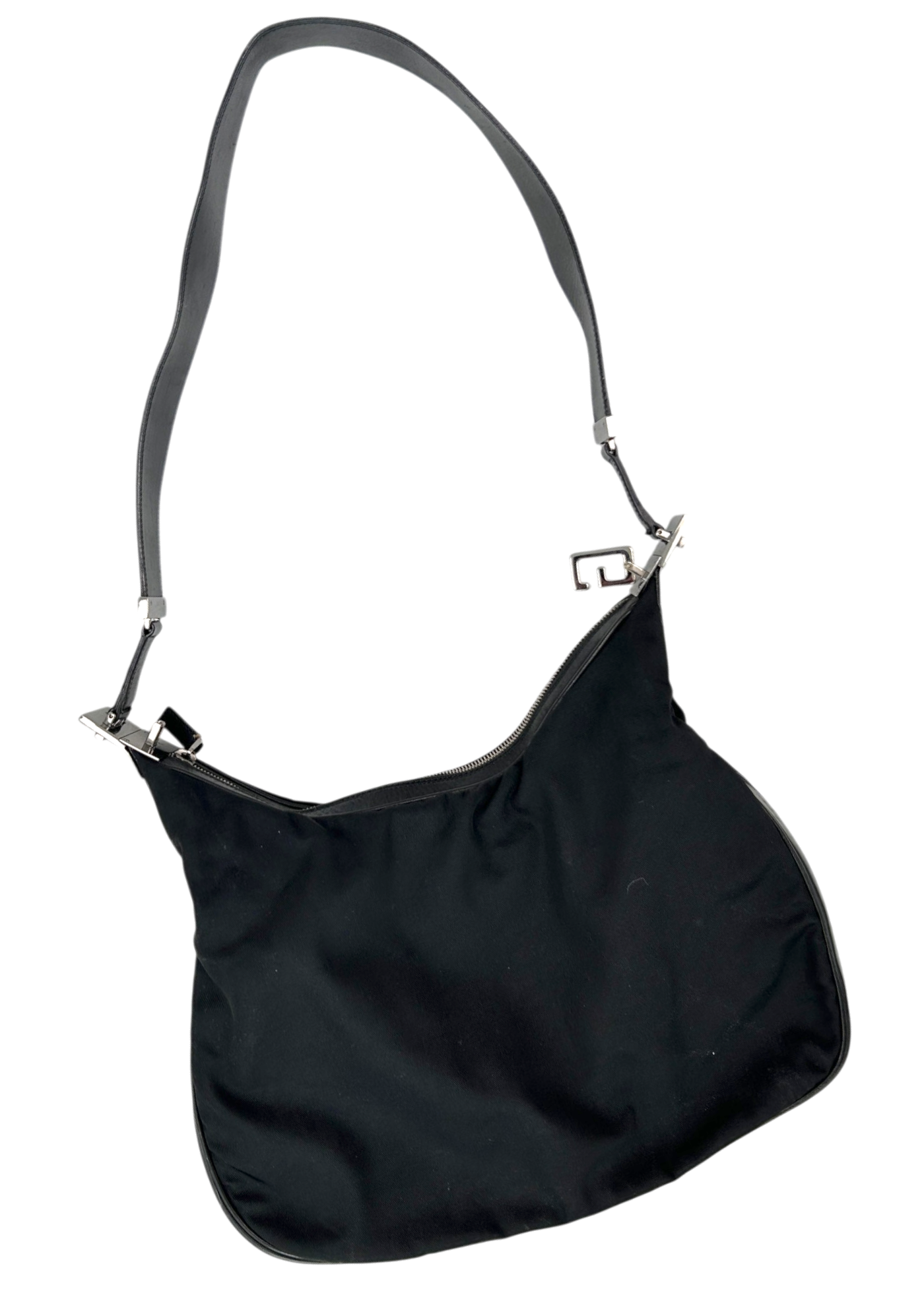 GUCCI (AS IS) Nylon/Leather Attache G Clasp Hobo Bag