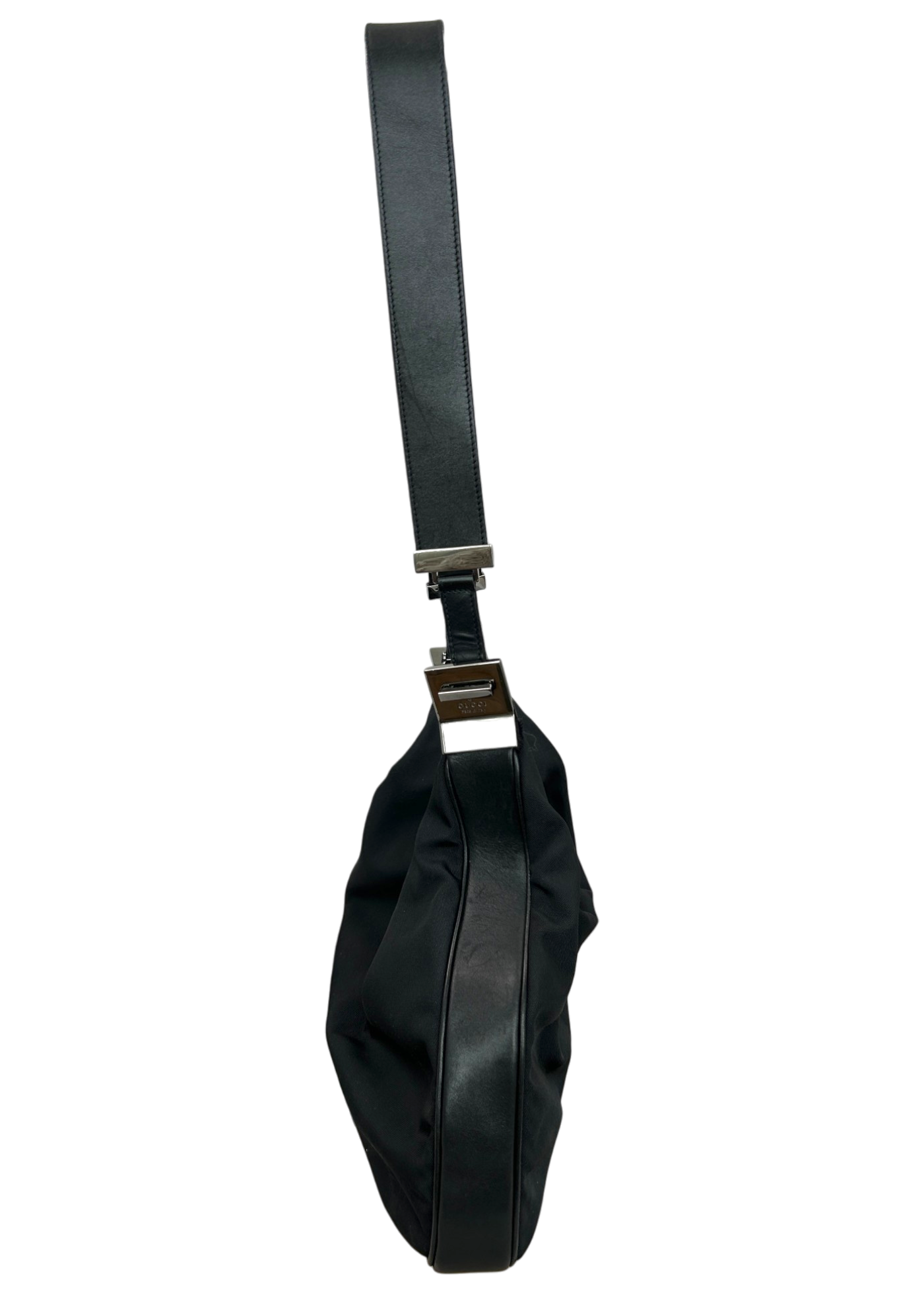 GUCCI (AS IS) Nylon/Leather Attache G Clasp Hobo Bag