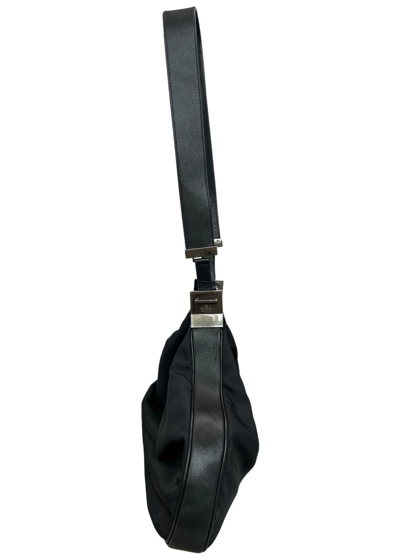 GUCCI (AS IS) Nylon/Leather Attache G Clasp Hobo Bag