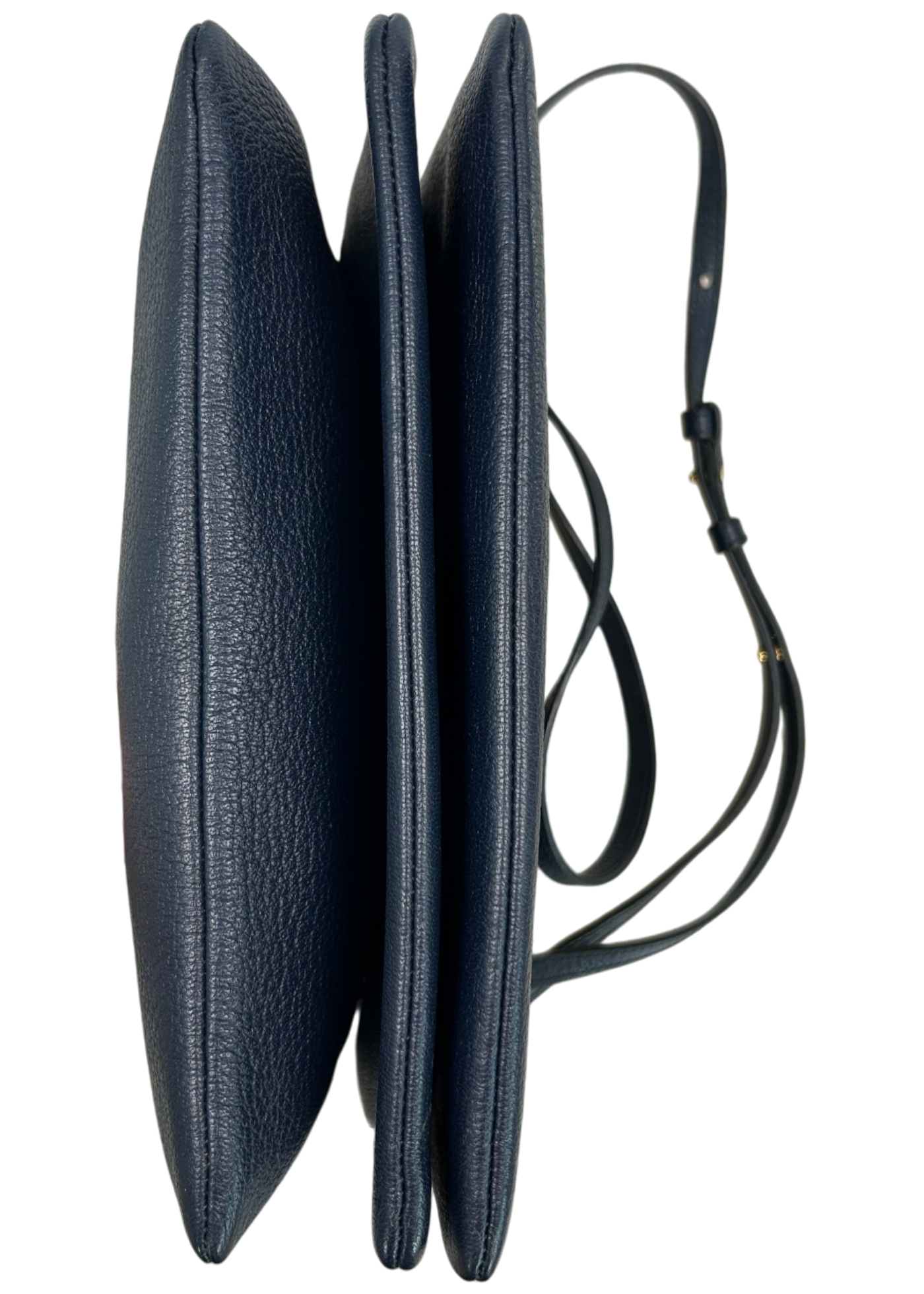 CELINE 'Trio' Navy Blue Grain Leather Crossbody Bag